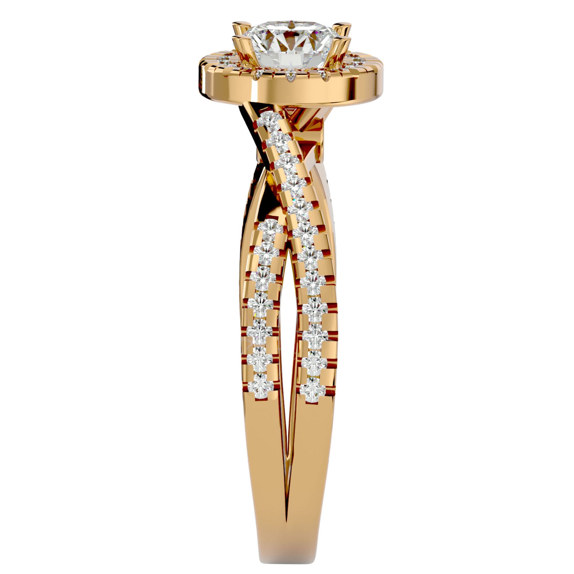 Inel Retro Elégance Solitaire din Aur 14k cu Diamante Naturale de 0.98 ct din 14k Aur Galben - Castelo.ro