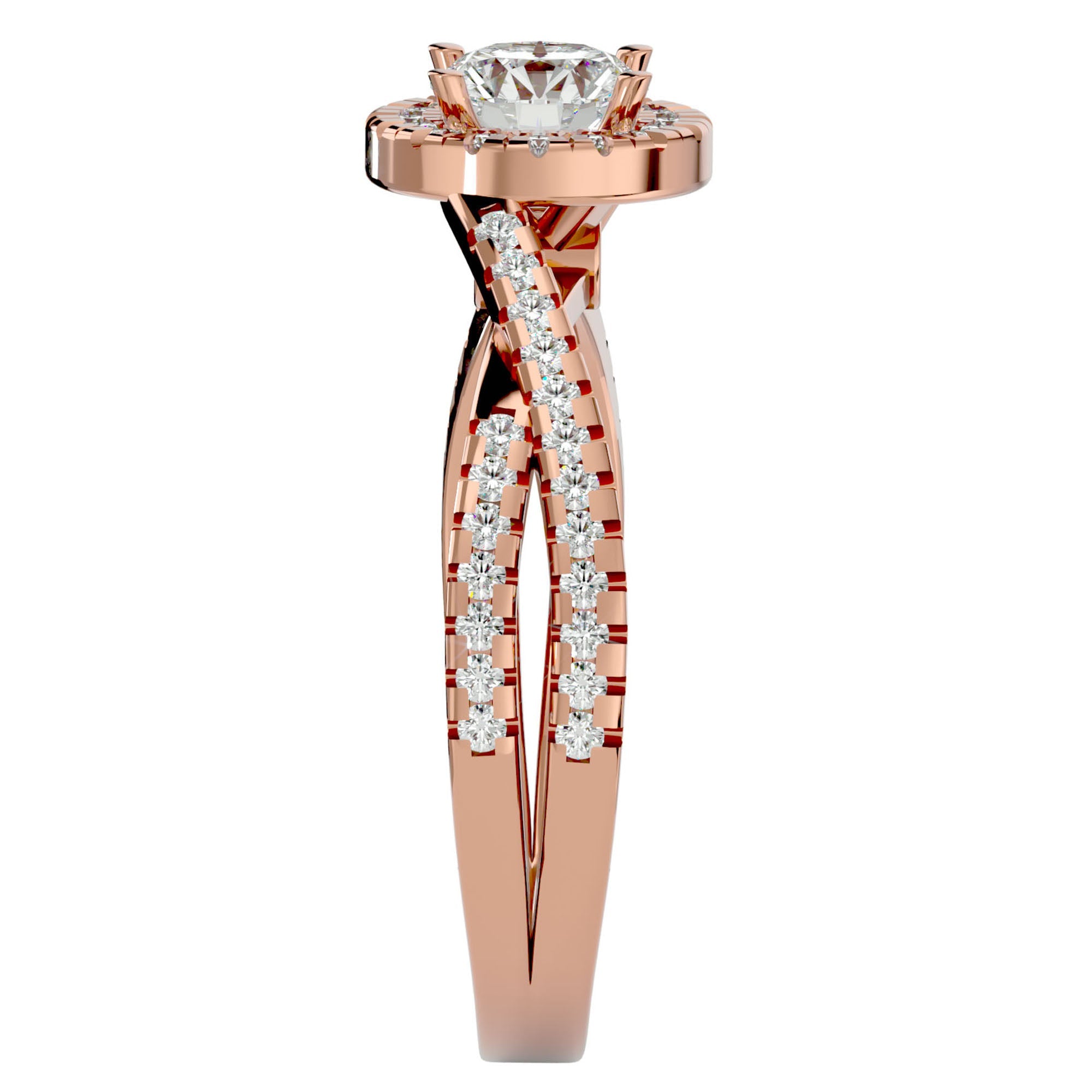 Inel de Logodnă cu Diamante Create în Laborator Pavé în Formă De Spirală de 0.98 ct din 18k Aur Roz - Castelo.ro