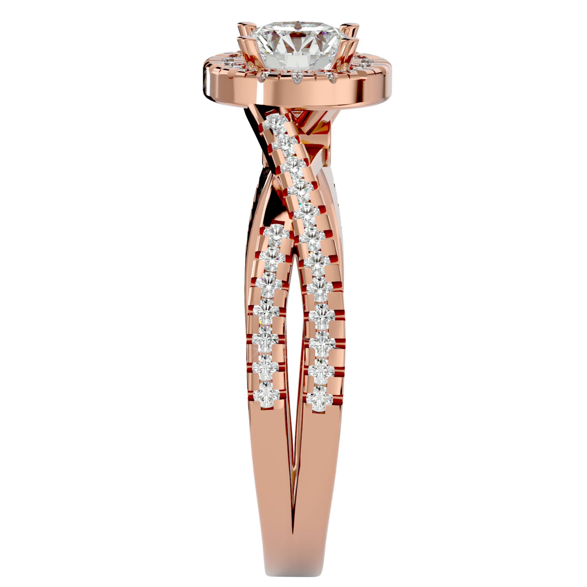Inel Retro Elégance Solitaire din Aur 14k cu Diamante Naturale de 0.98 ct din 14k Aur Roz - Castelo.ro