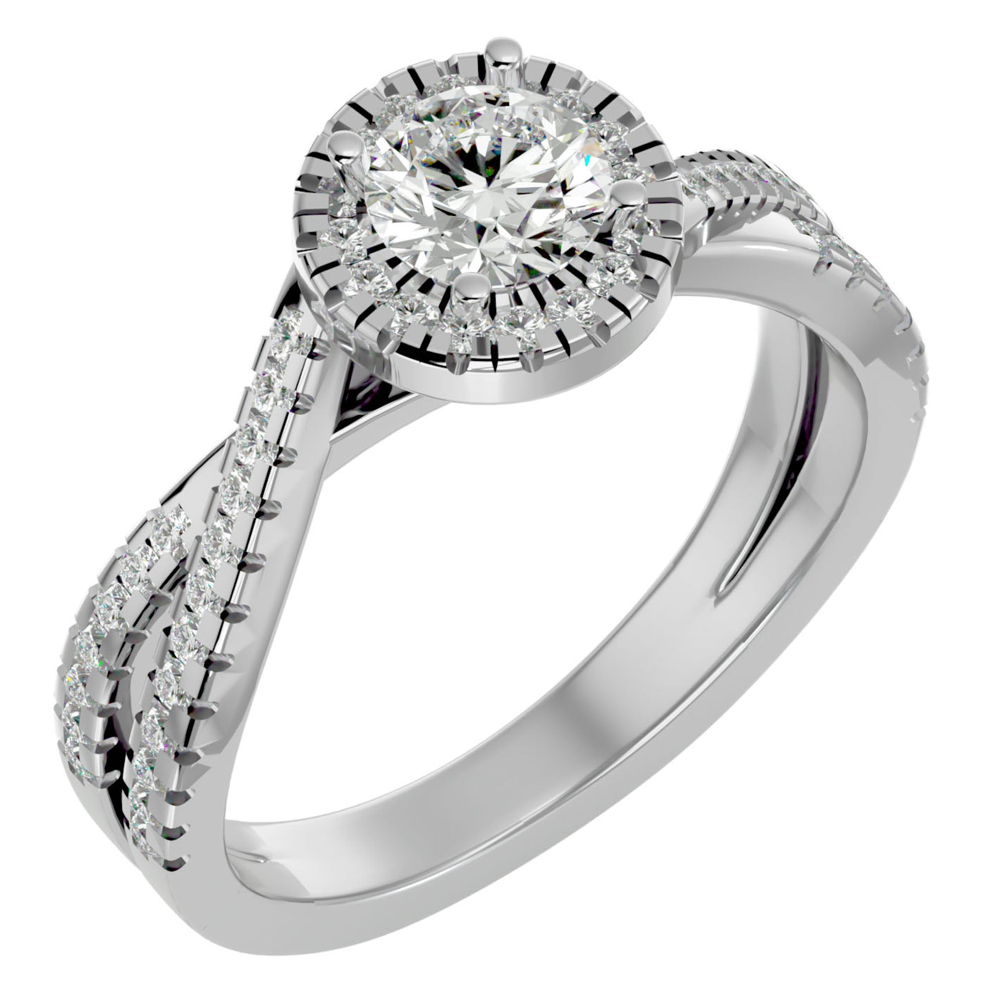 Inel de Logodnă cu Diamante Naturale Pavé în Formă De Spirală de 0.98 ct din Platina - Castelo.ro