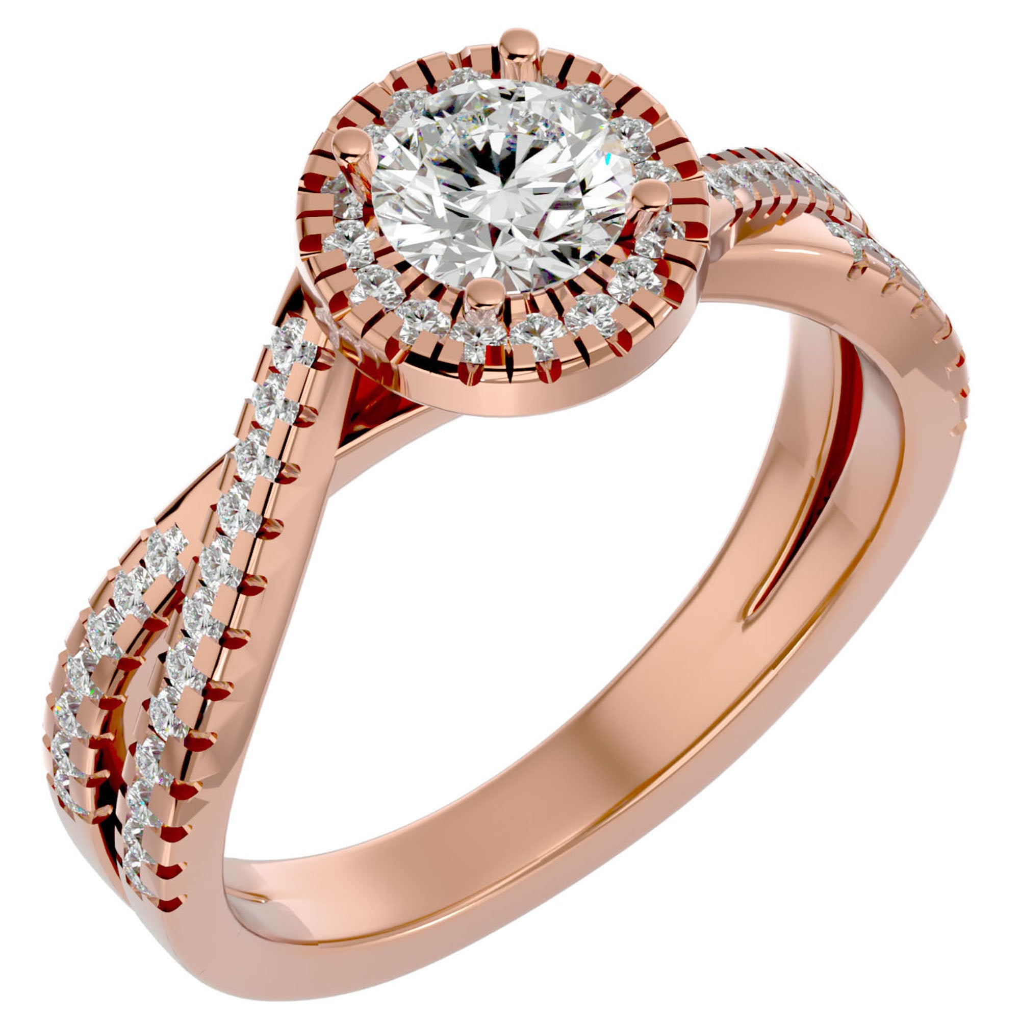 Inel Retro Elégance Solitaire din Aur 14k cu Diamante Naturale de 0.98 ct din 14k Aur Roz - Castelo.ro