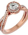 Inel Retro Elégance Solitaire din Aur 14k cu Diamante Naturale de 0.98 ct din 14k Aur Roz - Castelo.ro
