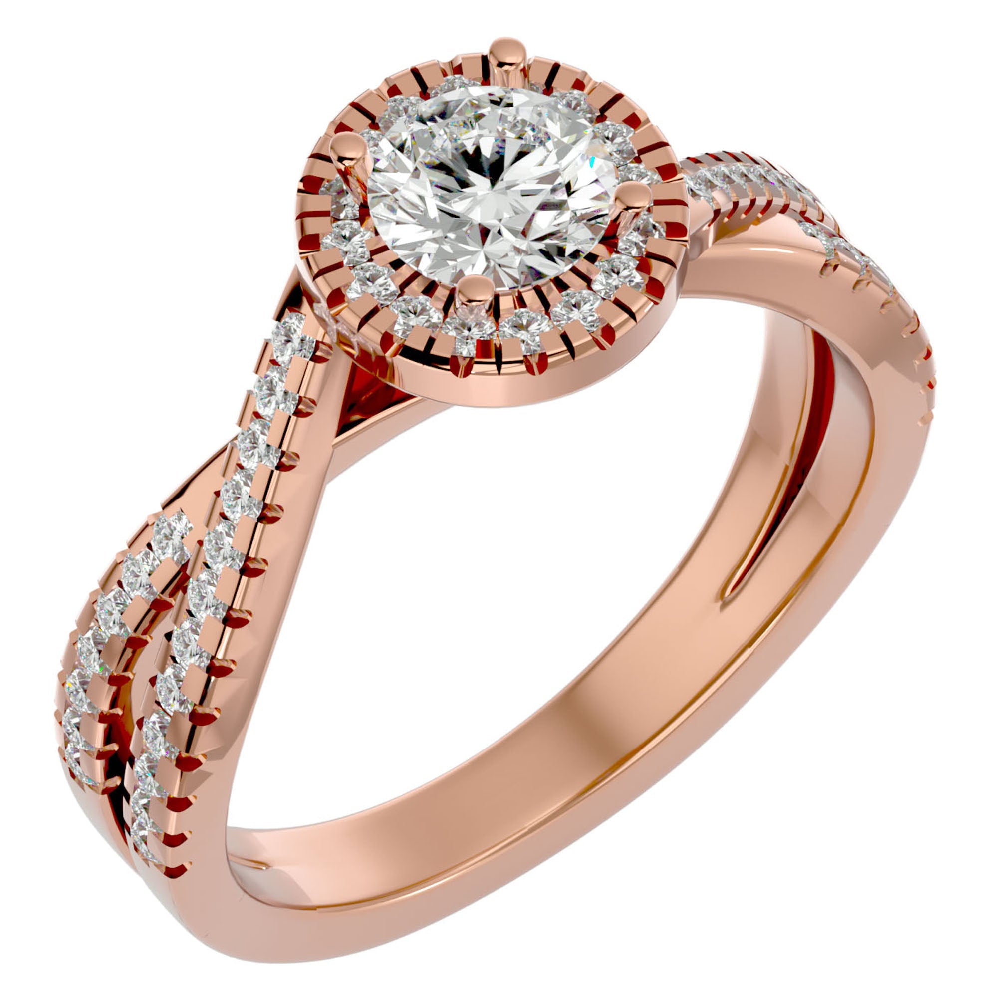 Inel de Logodnă cu Diamante Create în Laborator Pavé în Formă De Spirală de 0.98 ct din 18k Aur Roz - Castelo.ro
