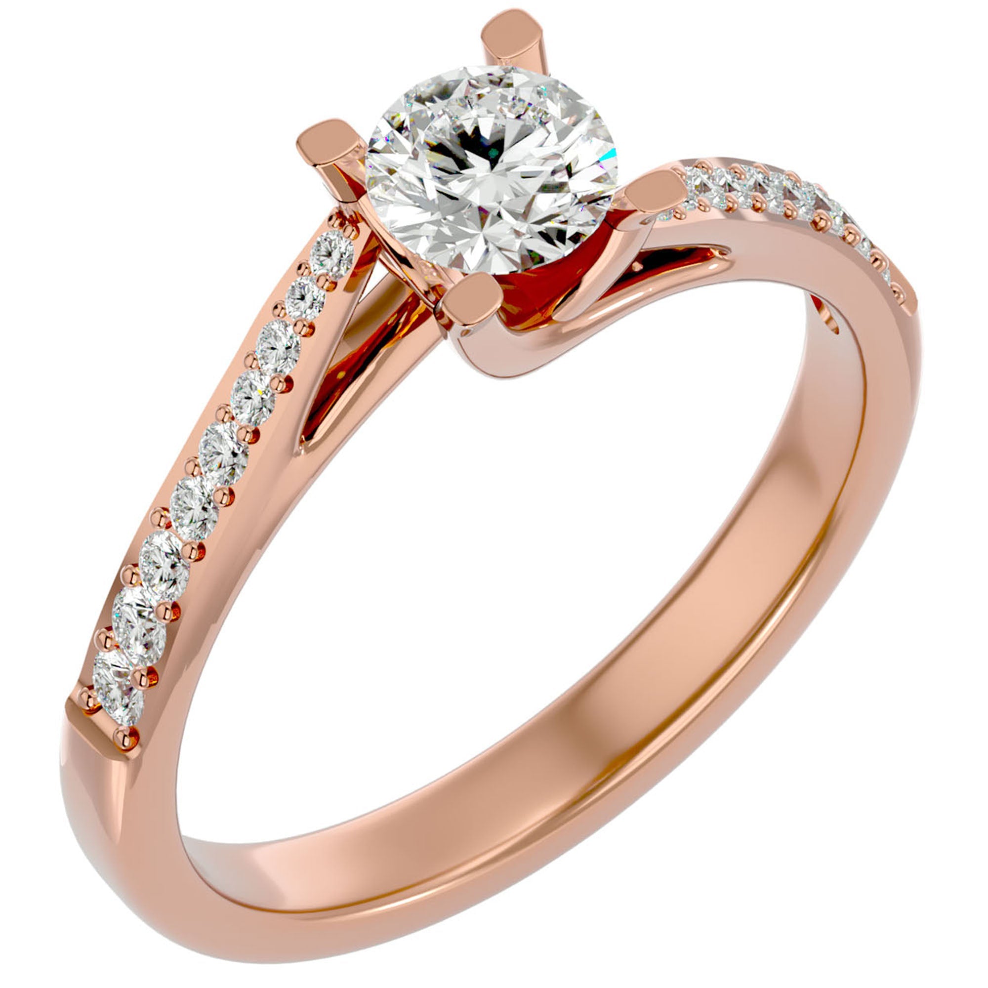 Inel De Logodnă Tranquillité Solitaire cu Moissanite de 0.71 ct din 18k Aur Roz - Castelo.ro