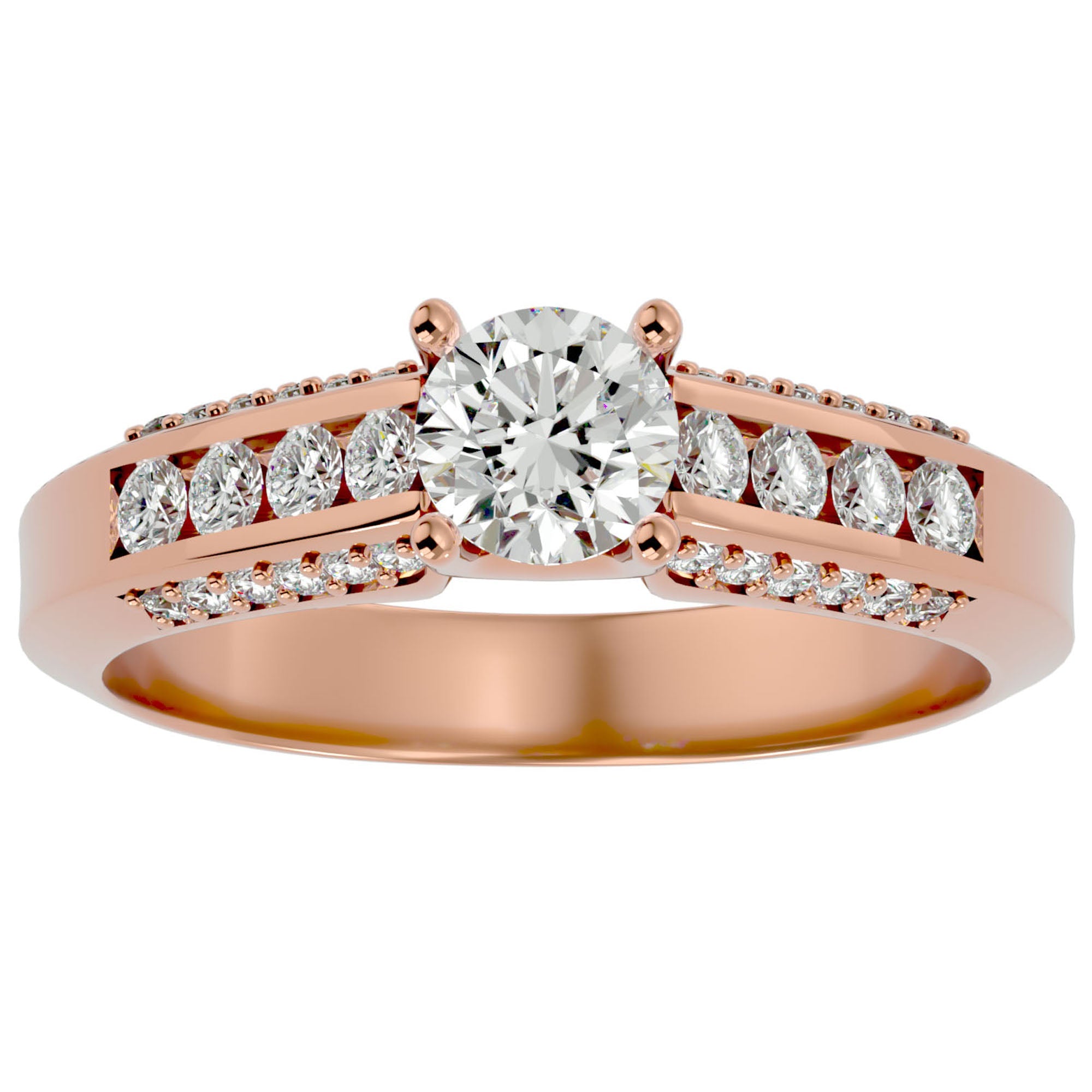 Inel De Logodnă Éternité Solitaire din Aur 14k cu Diamante Naturale de 0.98 ct din 14k Aur Roz - Castelo.ro