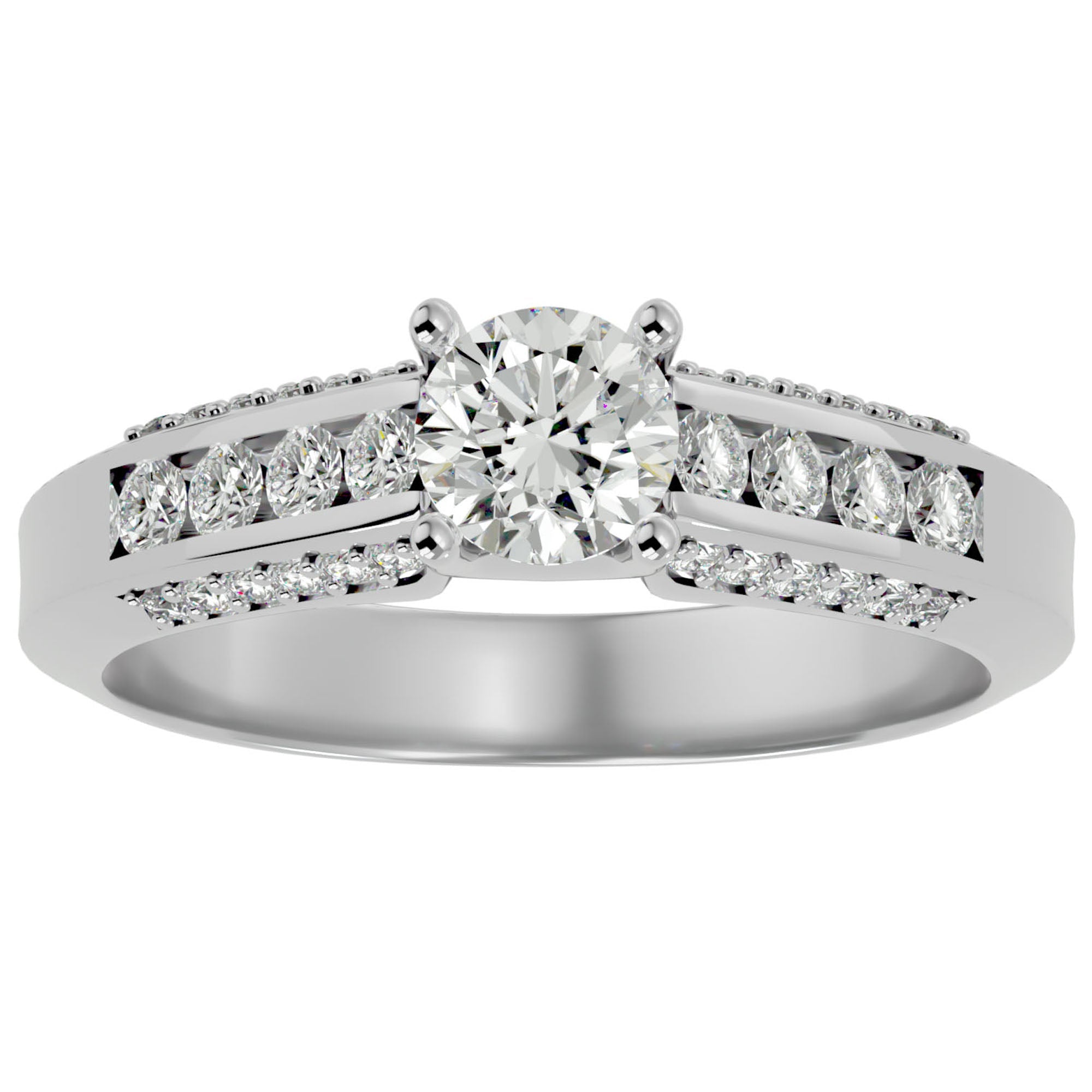 Inel De Logodnă Éternité Solitaire din Aur 14k cu Diamante Naturale de 0.98 ct din 14k Aur Alb - Castelo.ro