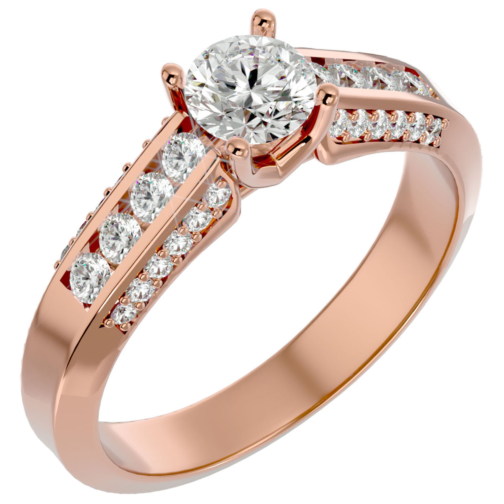 Inel De Logodnă Éternité Solitaire din Aur 14k cu Diamante Naturale de 0.98 ct din 14k Aur Roz - Castelo.ro
