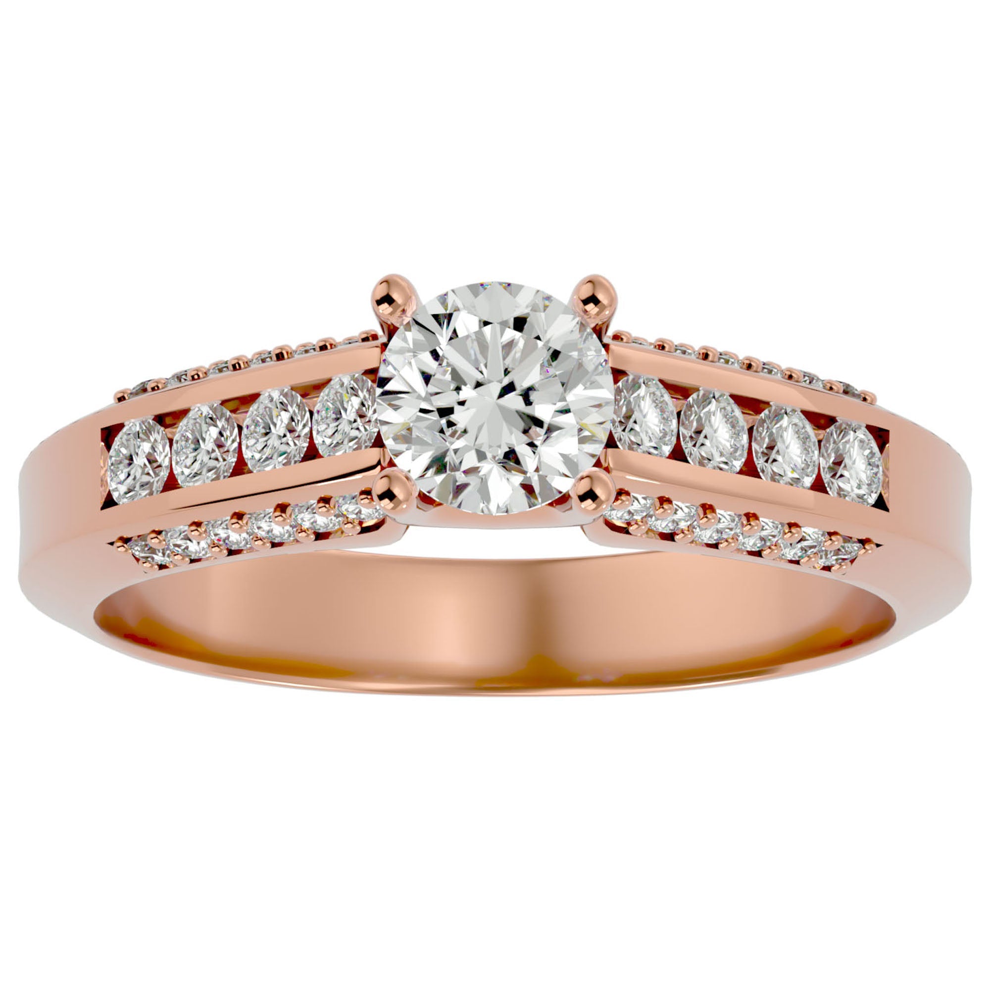 Inel De Logodnă Renaissance Solitaire din Aur 14k cu Diamante Naturale de 0.90 ct din 14k Aur Roz - Castelo.ro