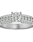 Inel De Logodnă Renaissance Solitaire din Aur 14k cu Diamante Naturale de 0.90 ct din 14k Aur Alb - Castelo.ro