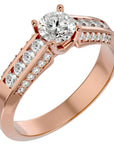 Inel De Logodnă Renaissance Solitaire din Aur 14k cu Diamante Naturale de 0.90 ct din 14k Aur Roz - Castelo.ro