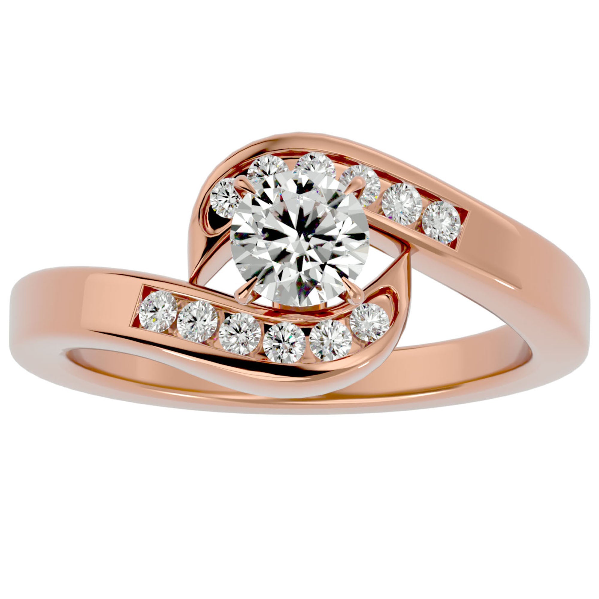 Inel De Logodnă Équité Solitaire din Aur 14k cu Diamante Naturale de 0.65 ct din 14k Aur Roz - Castelo.ro