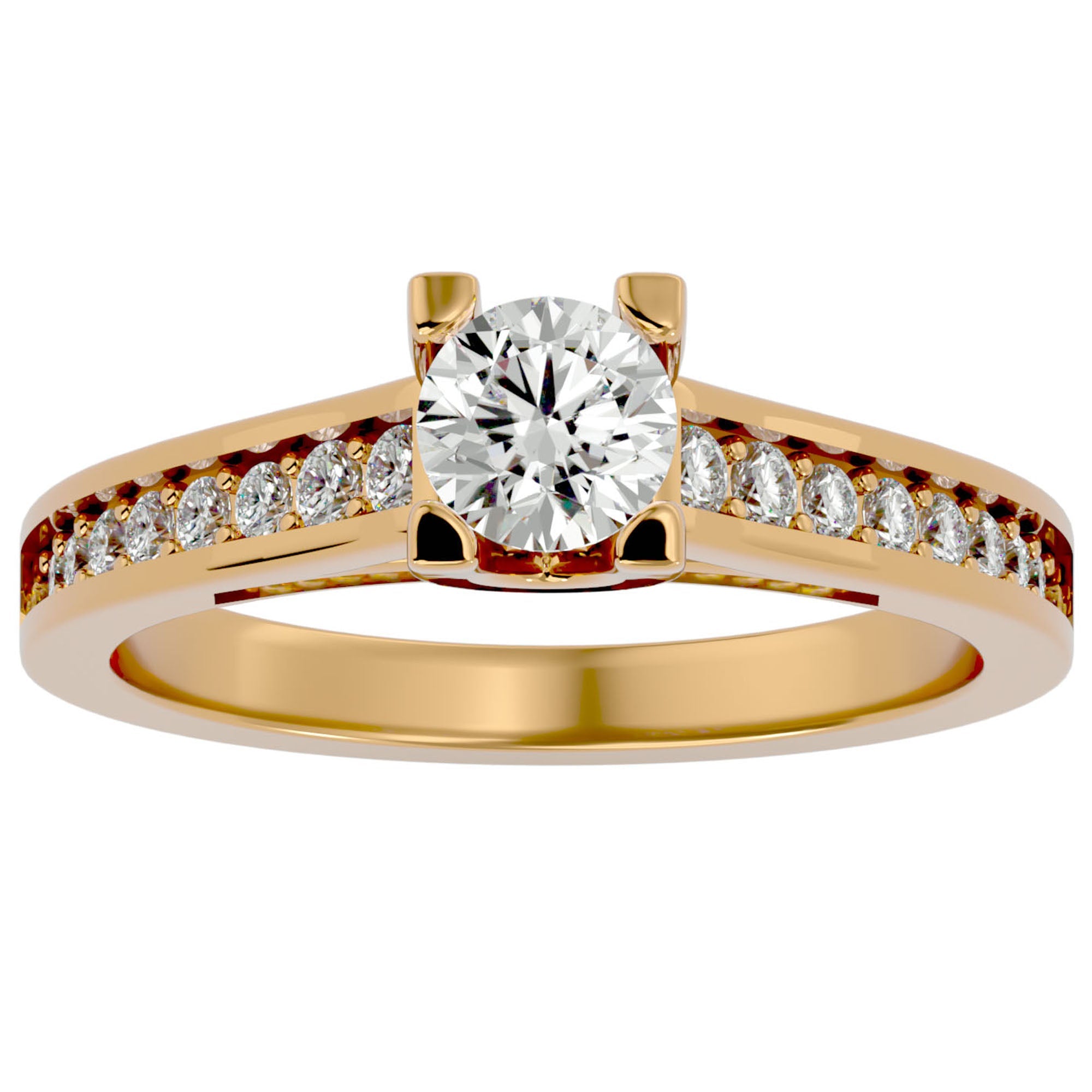 Inel De Logodnă Majesté Solitaire cu Diamante Naturale de 0.92 ct din 18k Aur Galben - Castelo.ro