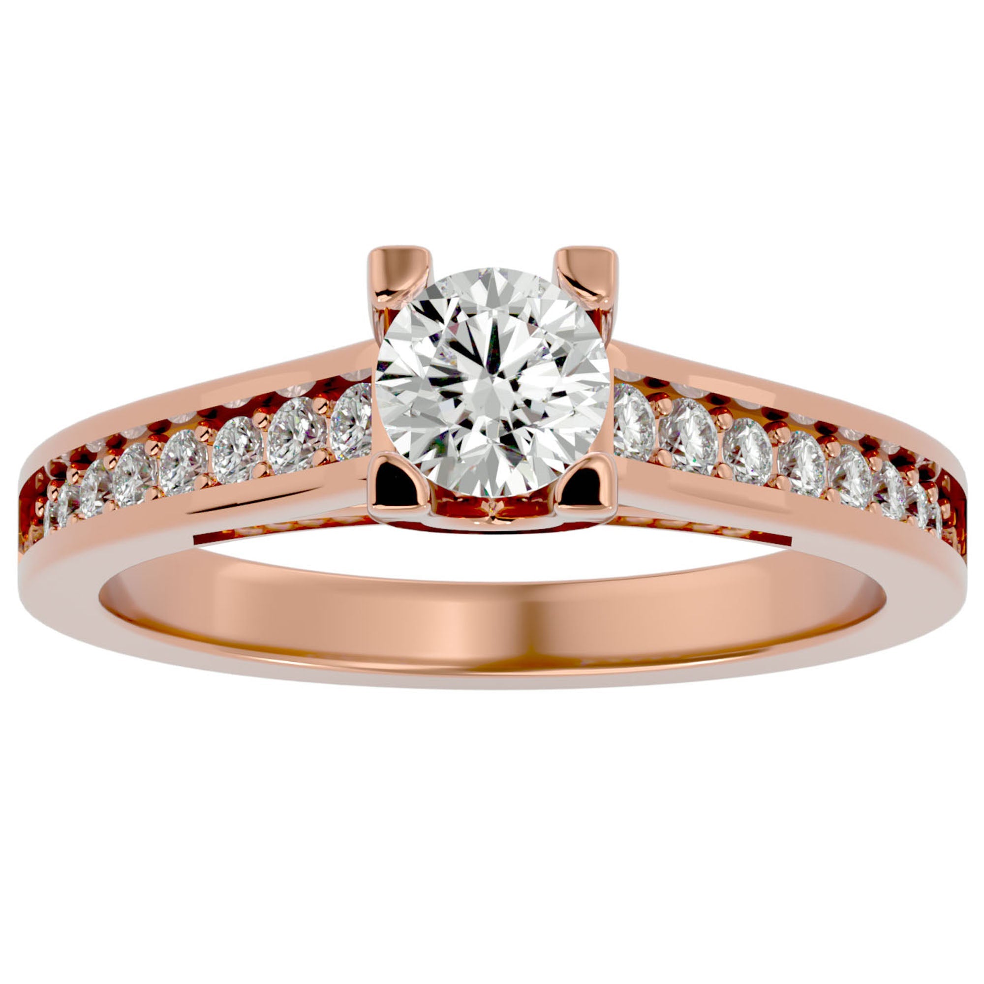 Inel De Logodnă Majesté Solitaire cu Diamante Naturale de 0.92 ct din 18k Aur Roz - Castelo.ro