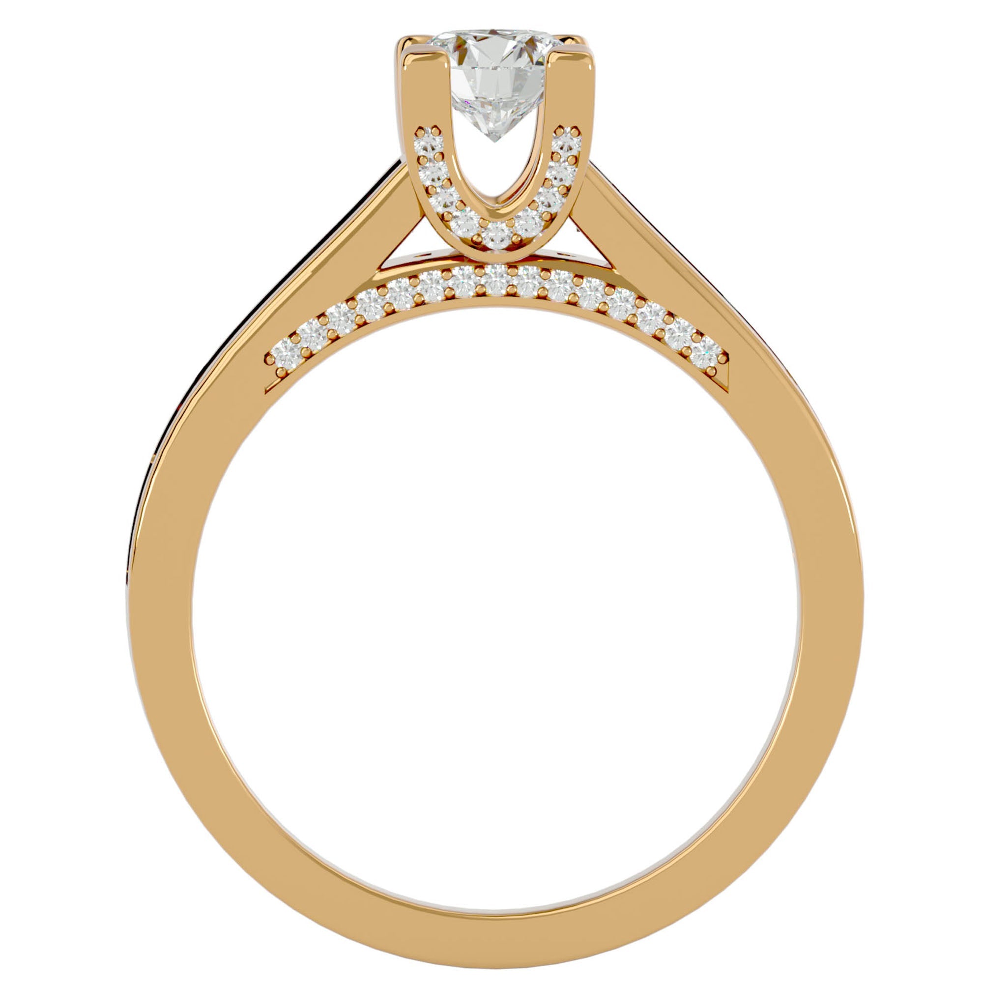 Inel De Logodnă Majesté Solitaire cu Diamante Naturale de 0.92 ct din 18k Aur Galben - Castelo.ro
