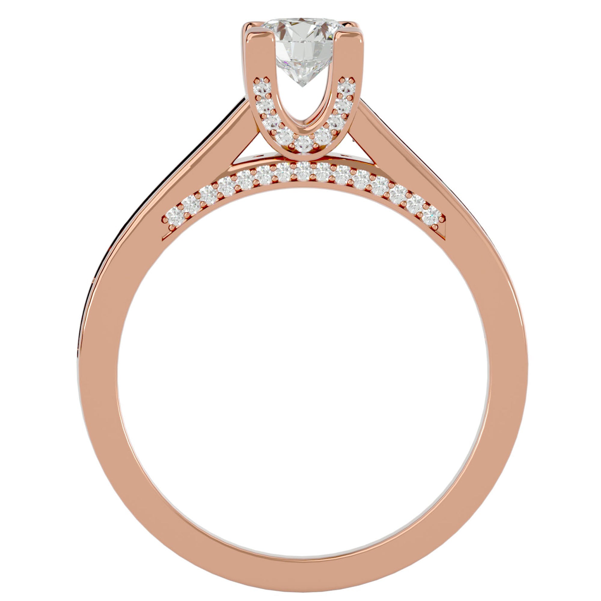 Inel De Logodnă Majesté Solitaire din Aur 14k cu Moissanite de 0.92 ct din 14k Aur Roz - Castelo.ro