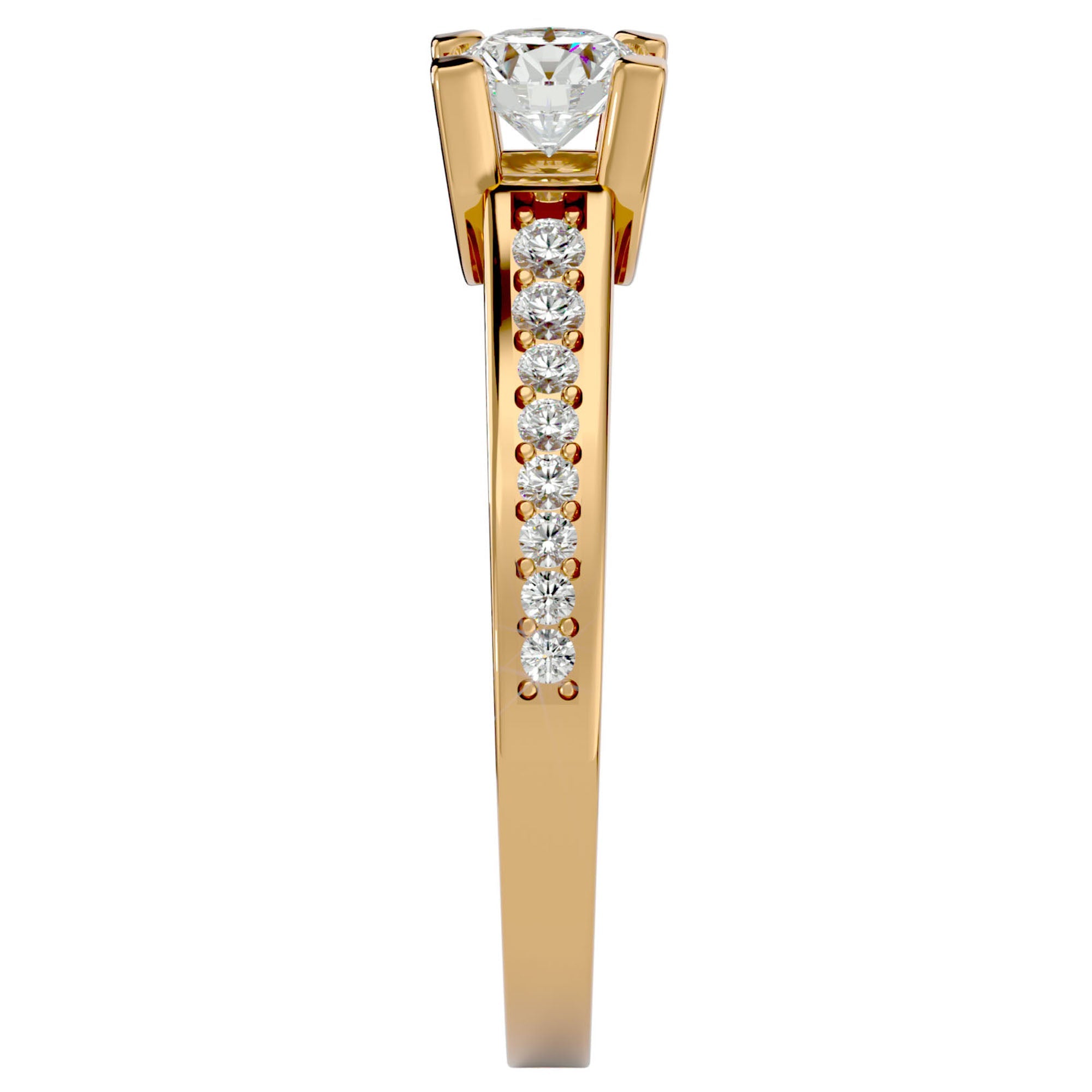 Inel De Logodnă Majesté Solitaire cu Diamante Naturale de 0.92 ct din 18k Aur Galben - Castelo.ro