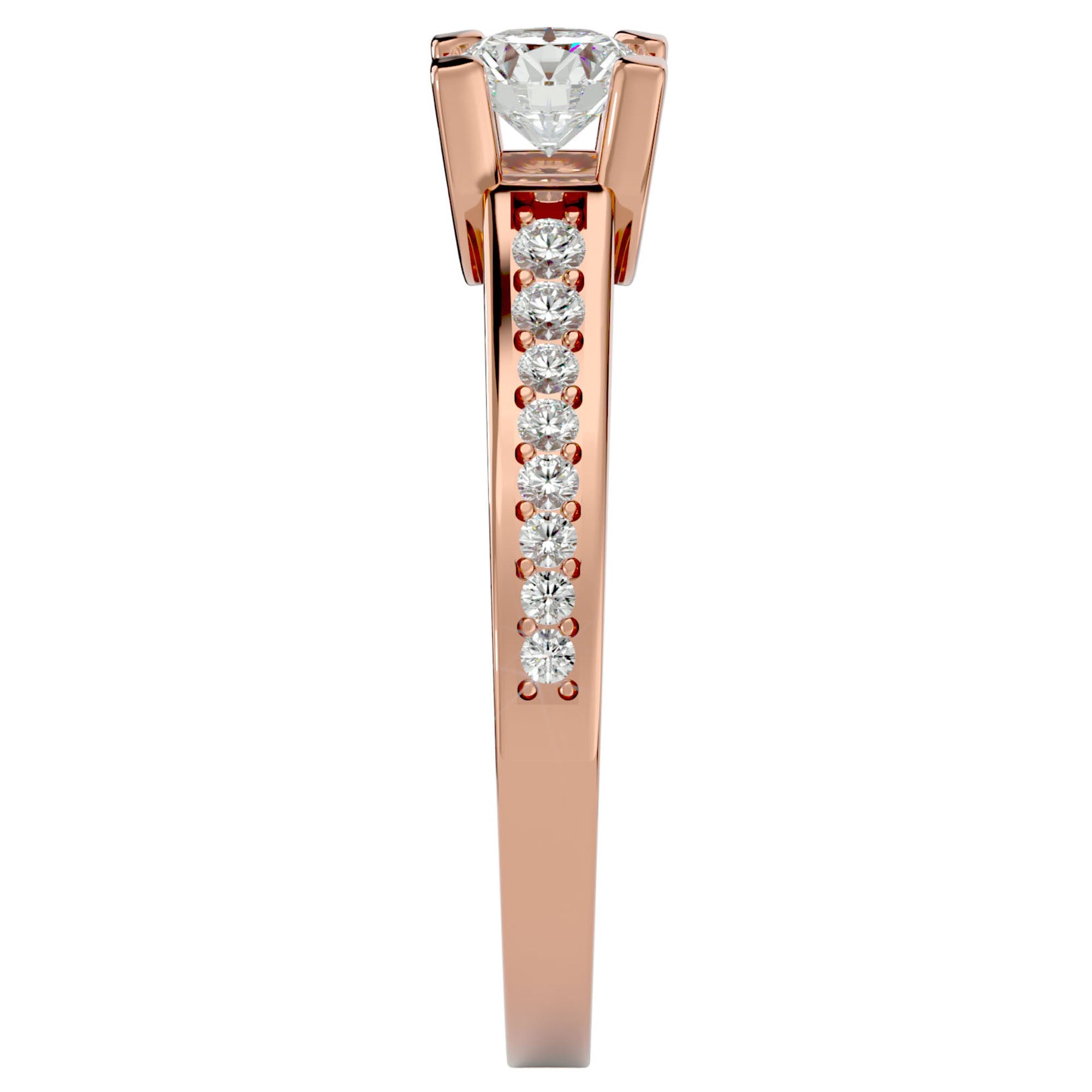 Inel De Logodnă Majesté Solitaire din Aur 14k cu Moissanite de 0.92 ct din 14k Aur Roz - Castelo.ro