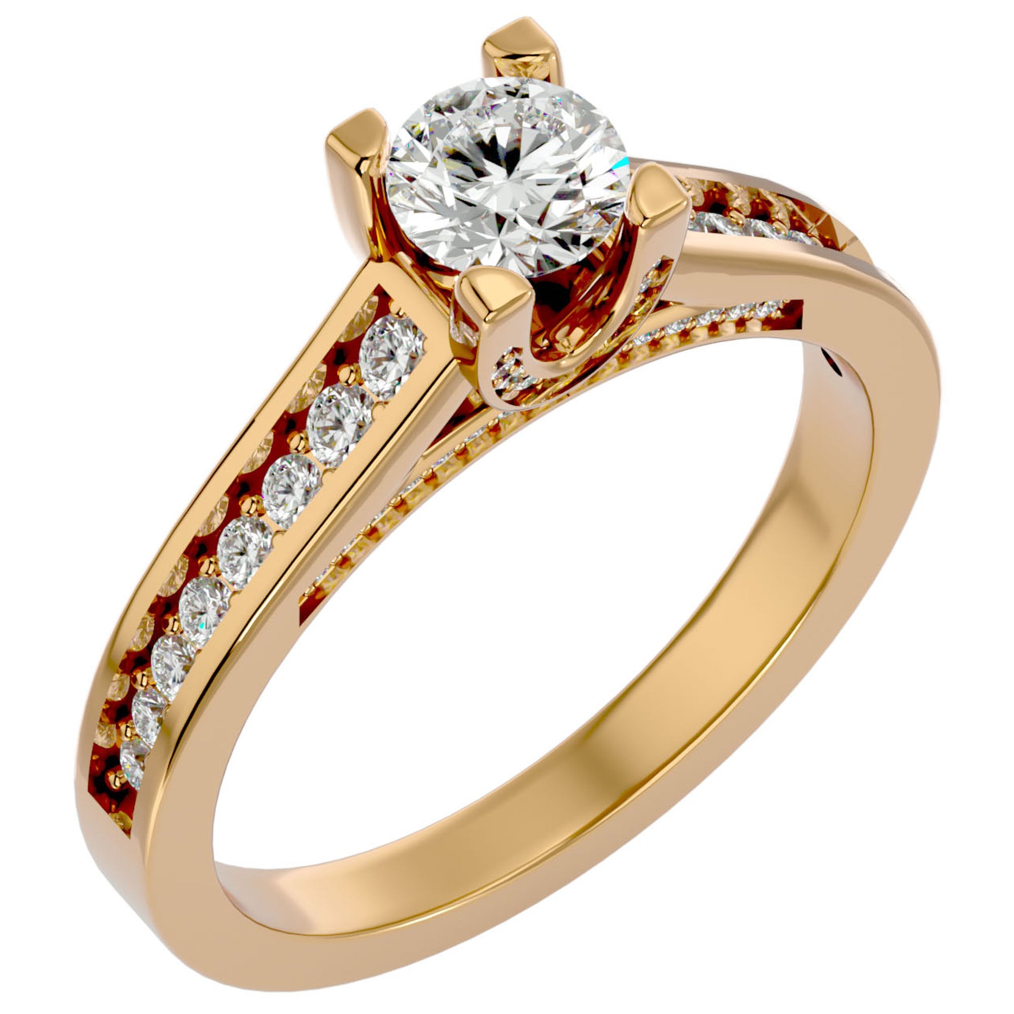 Inel De Logodnă Majesté Solitaire din Aur 14k cu Moissanite de 0.92 ct din 14k Aur Galben - Castelo.ro