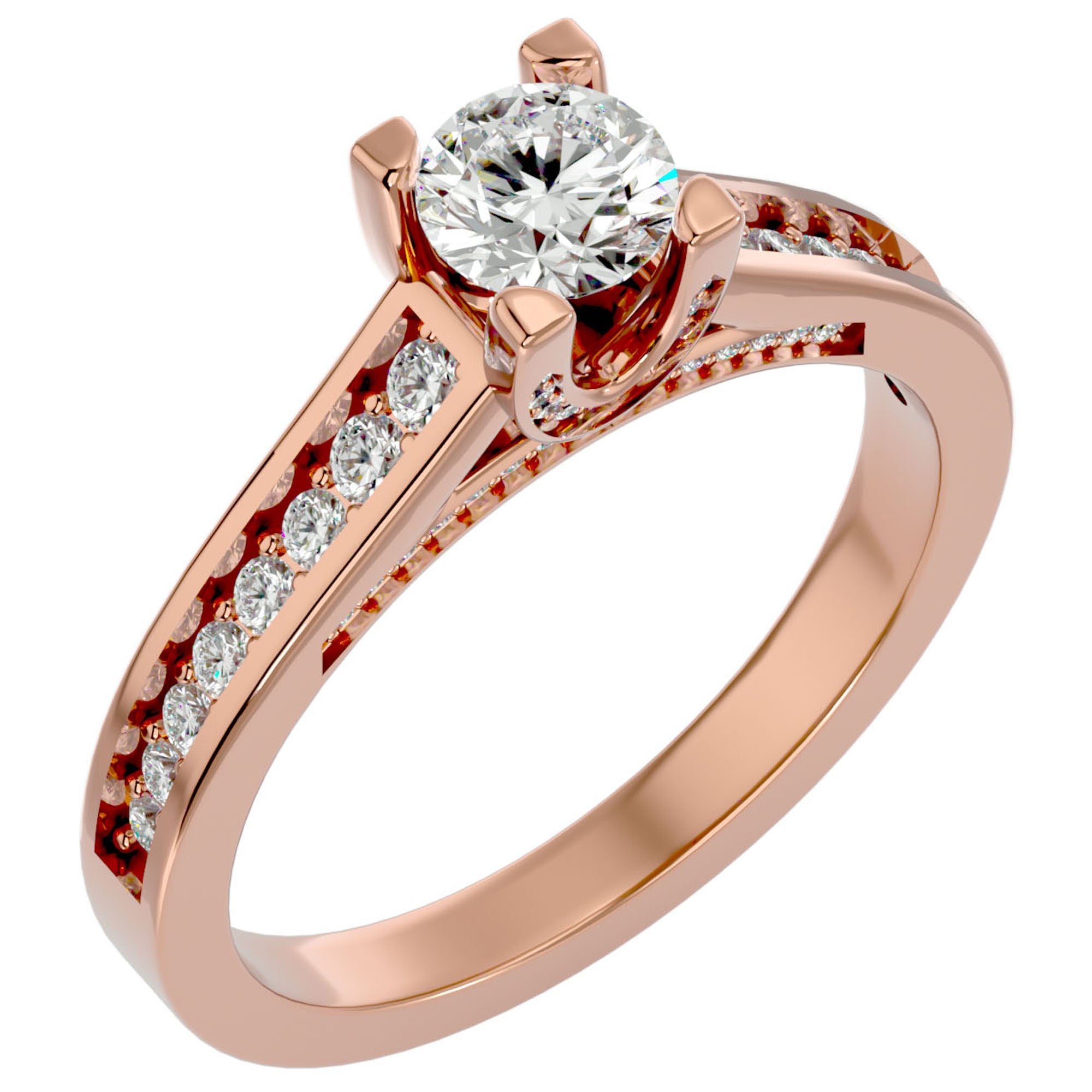 Inel De Logodnă Majesté Solitaire cu Diamante Naturale de 0.92 ct din 18k Aur Roz - Castelo.ro
