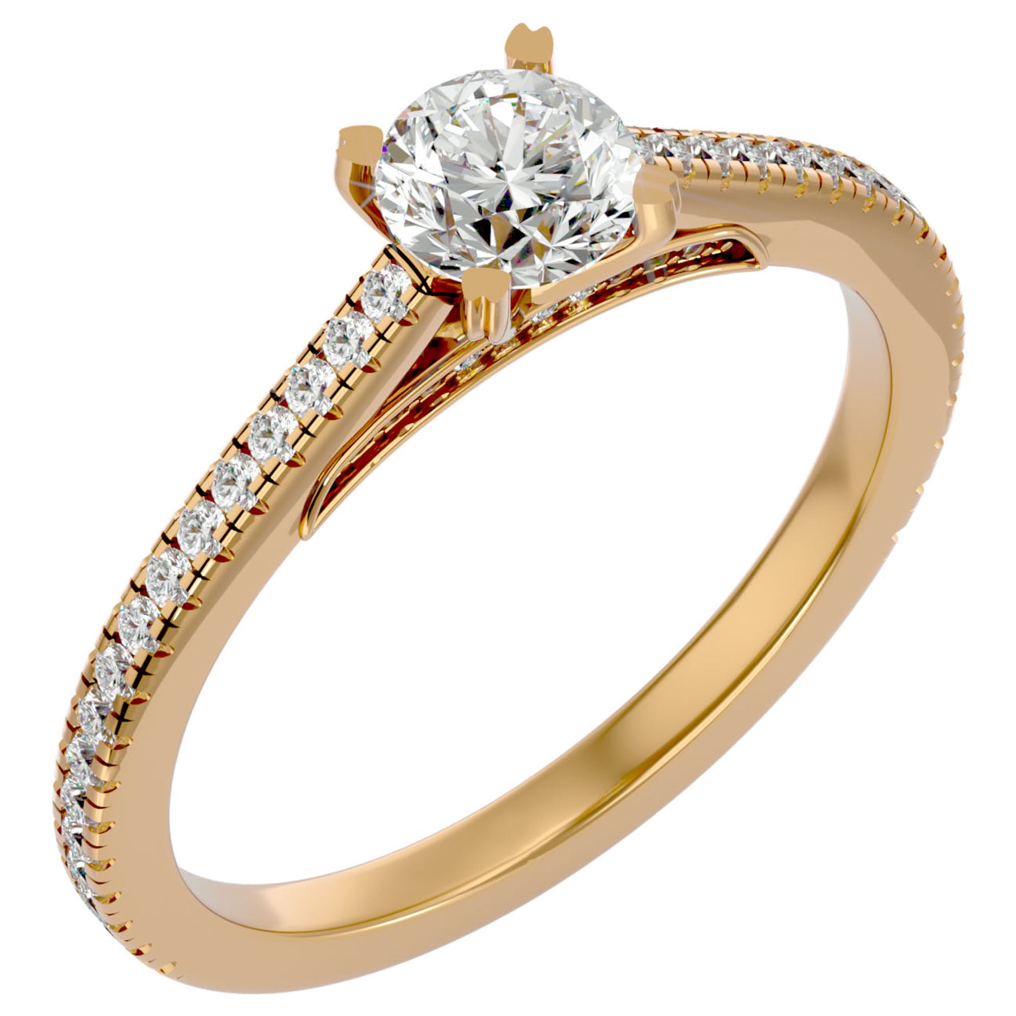 Inel De Logodnă Arya Solitaire din Aur 14k cu Diamante Naturale de 0.80 ct din 14k Aur Galben - Castelo.ro