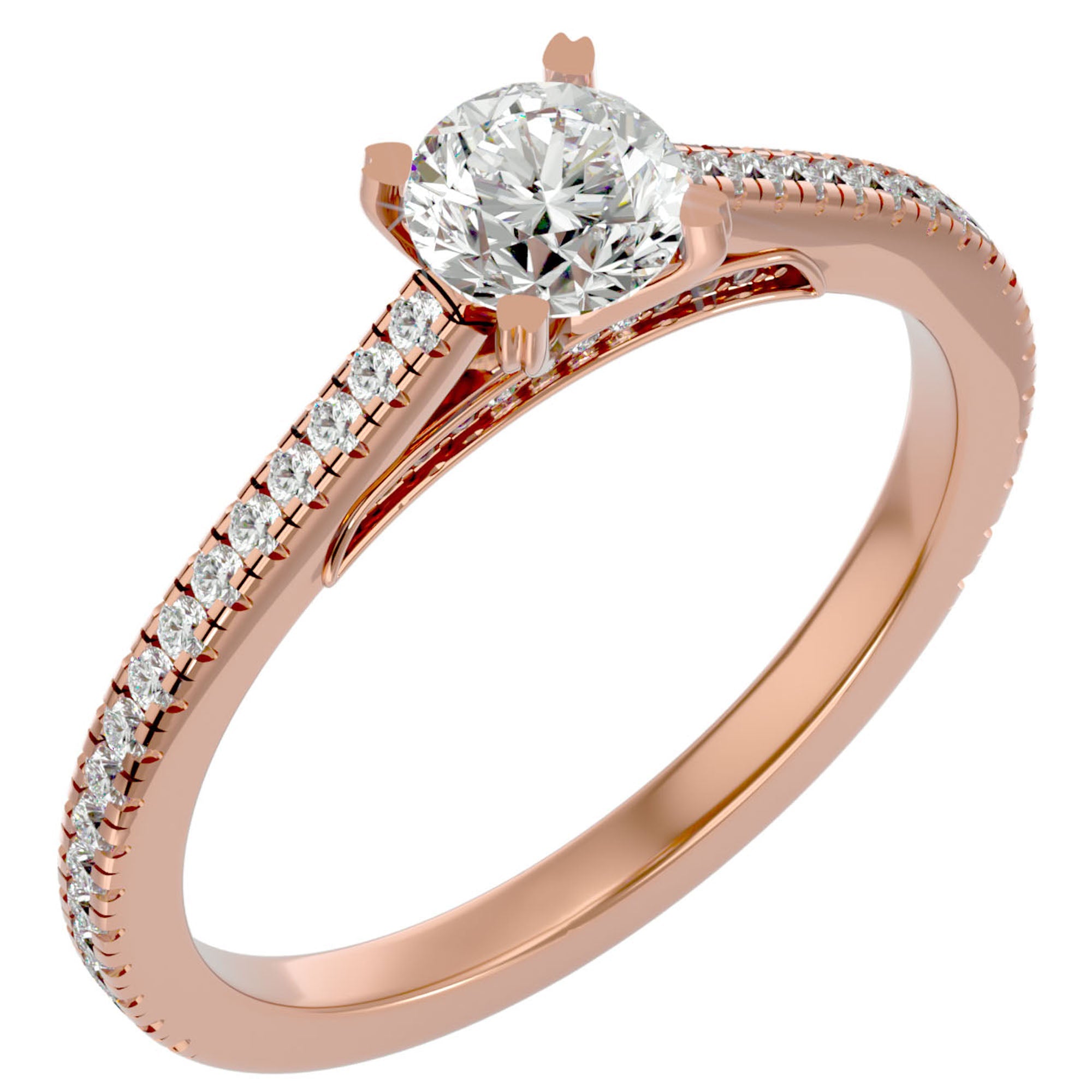 Inel De Logodnă Arya Solitaire din Aur 14k cu Diamante Naturale de 0.80 ct din 14k Aur Roz - Castelo.ro