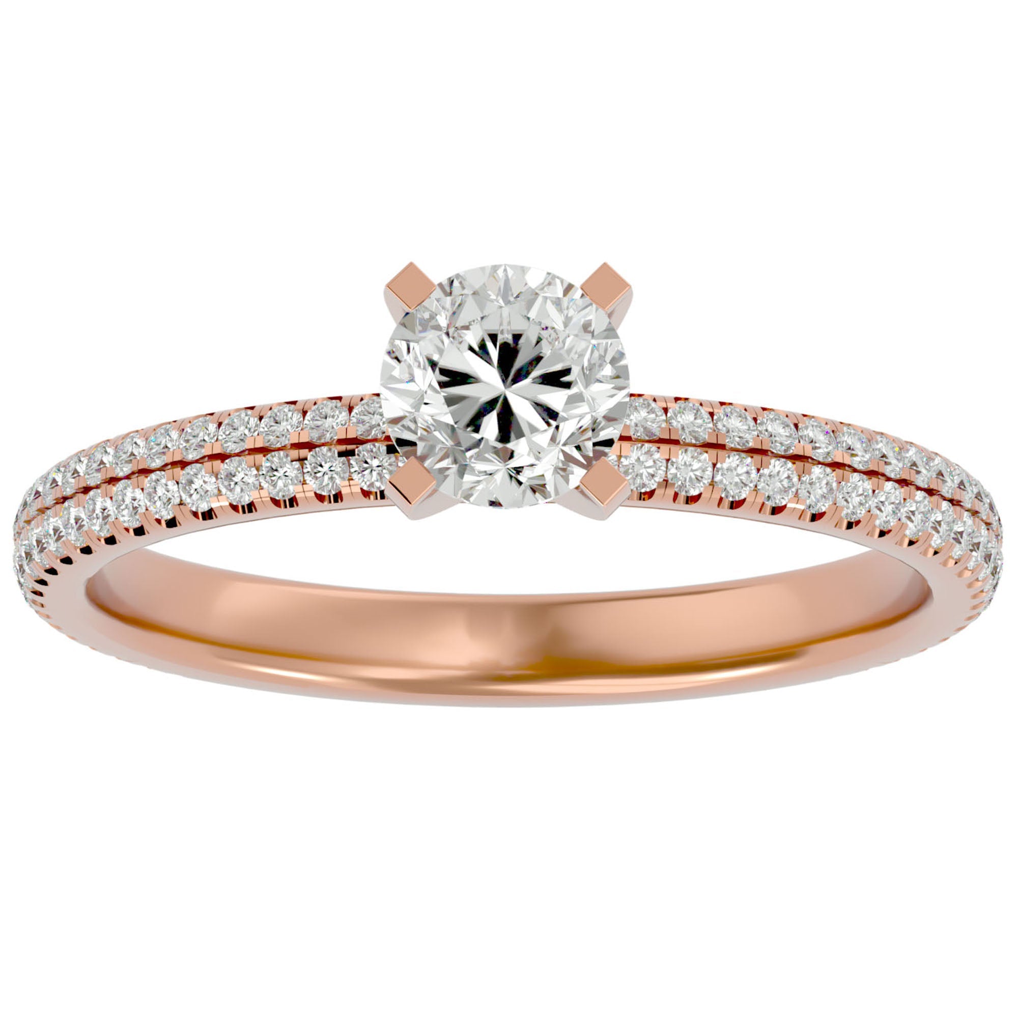 Inel De Logodnă Securité din Aur 14k cu Diamante Naturale de 1.14 ct din 14k Aur Roz - Castelo.ro