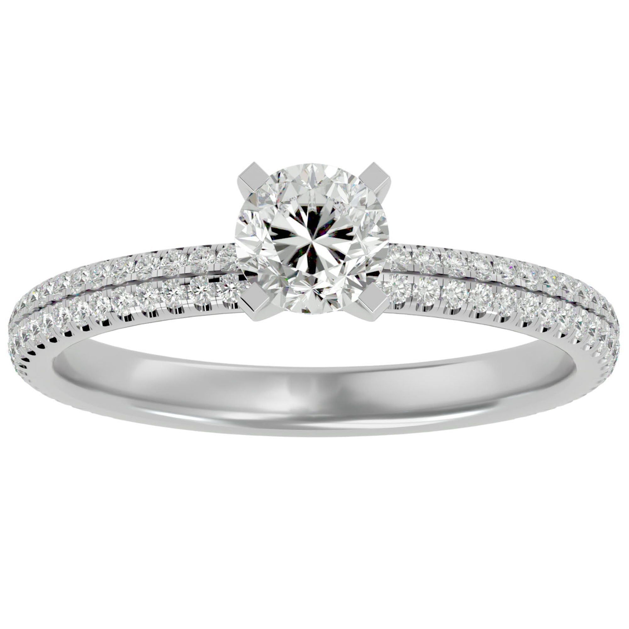 Inel De Logodnă Securité din Aur 14k cu Diamante Naturale de 1.14 ct din 14k Aur Alb - Castelo.ro