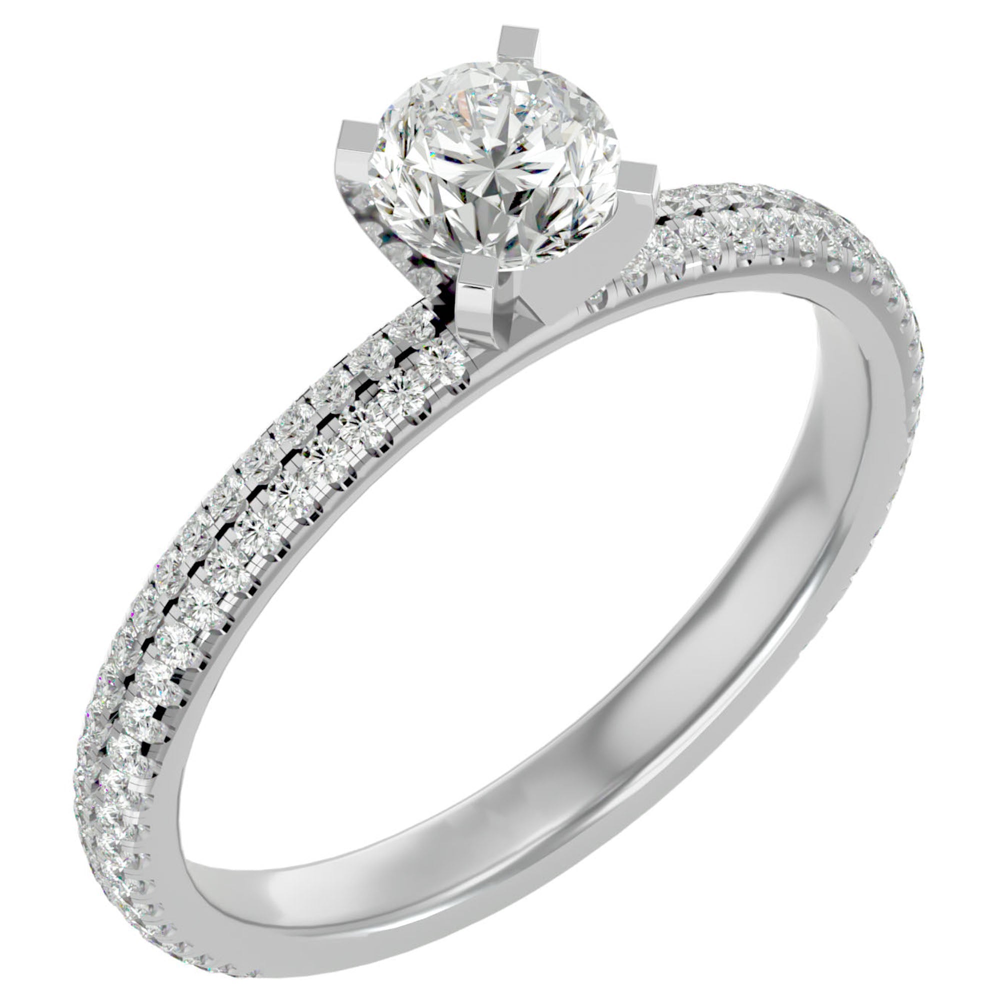 Inel De Logodnă Securité din Aur 14k cu Moissanite de 1.14 ct din 14k Aur Alb - Castelo.ro