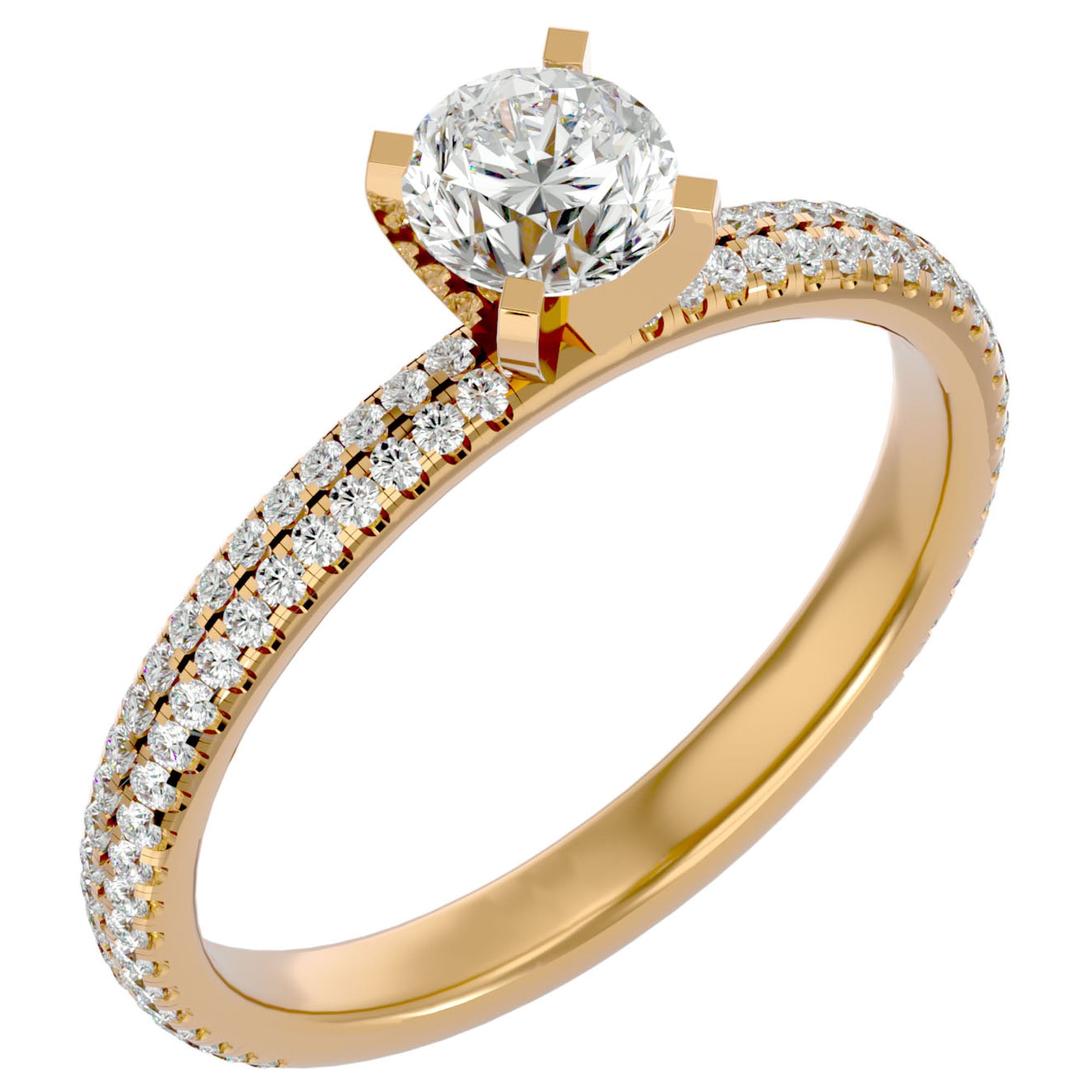 Inel De Logodnă Securité din Aur 14k cu Moissanite de 1.14 ct din 14k Aur Galben - Castelo.ro