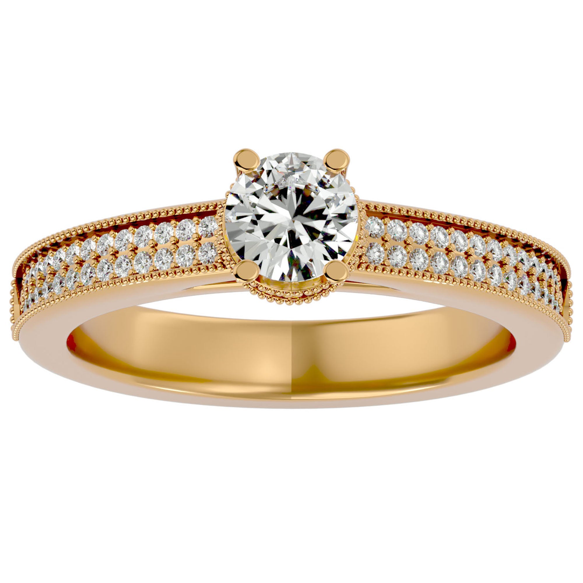 Inel De Logodnă Noblesse Pavé din Aur 14k cu Diamante Naturale de 0.61 ct din 14k Aur Galben - Castelo.ro