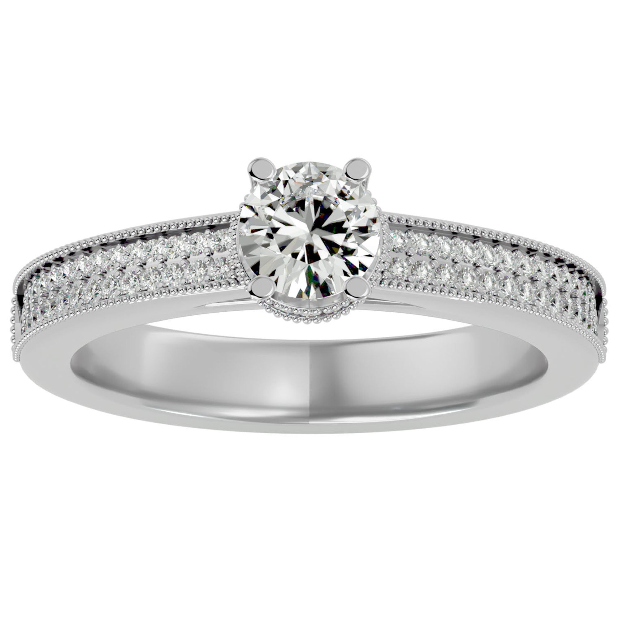 Inel De Logodnă Noblesse Pavé cu Moissanite de 0.61 ct din Platina - Castelo.ro