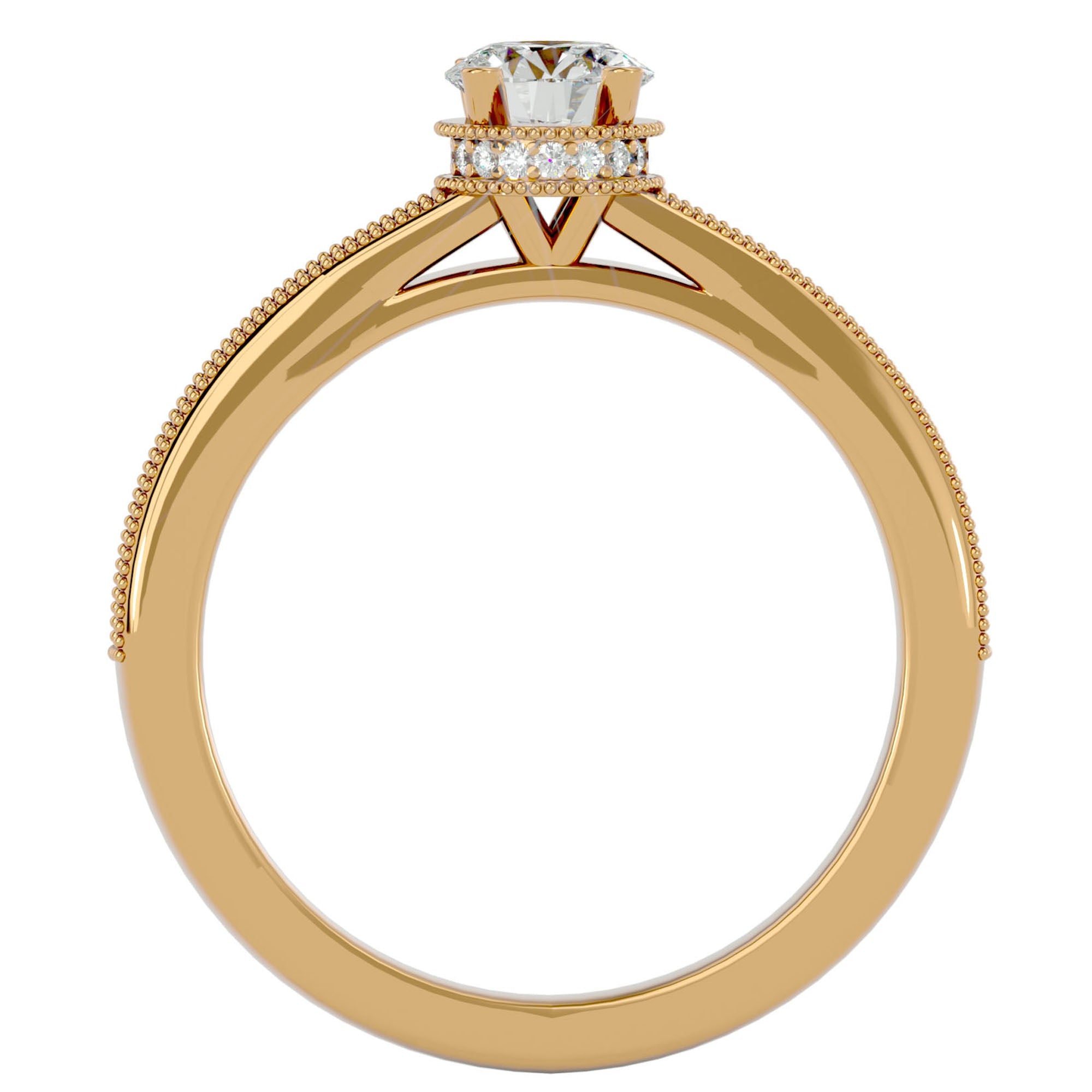 Inel De Logodnă Noblesse Pavé cu Diamante Create în Laborator de 0.61 ct din 18k Aur Galben - Castelo.ro