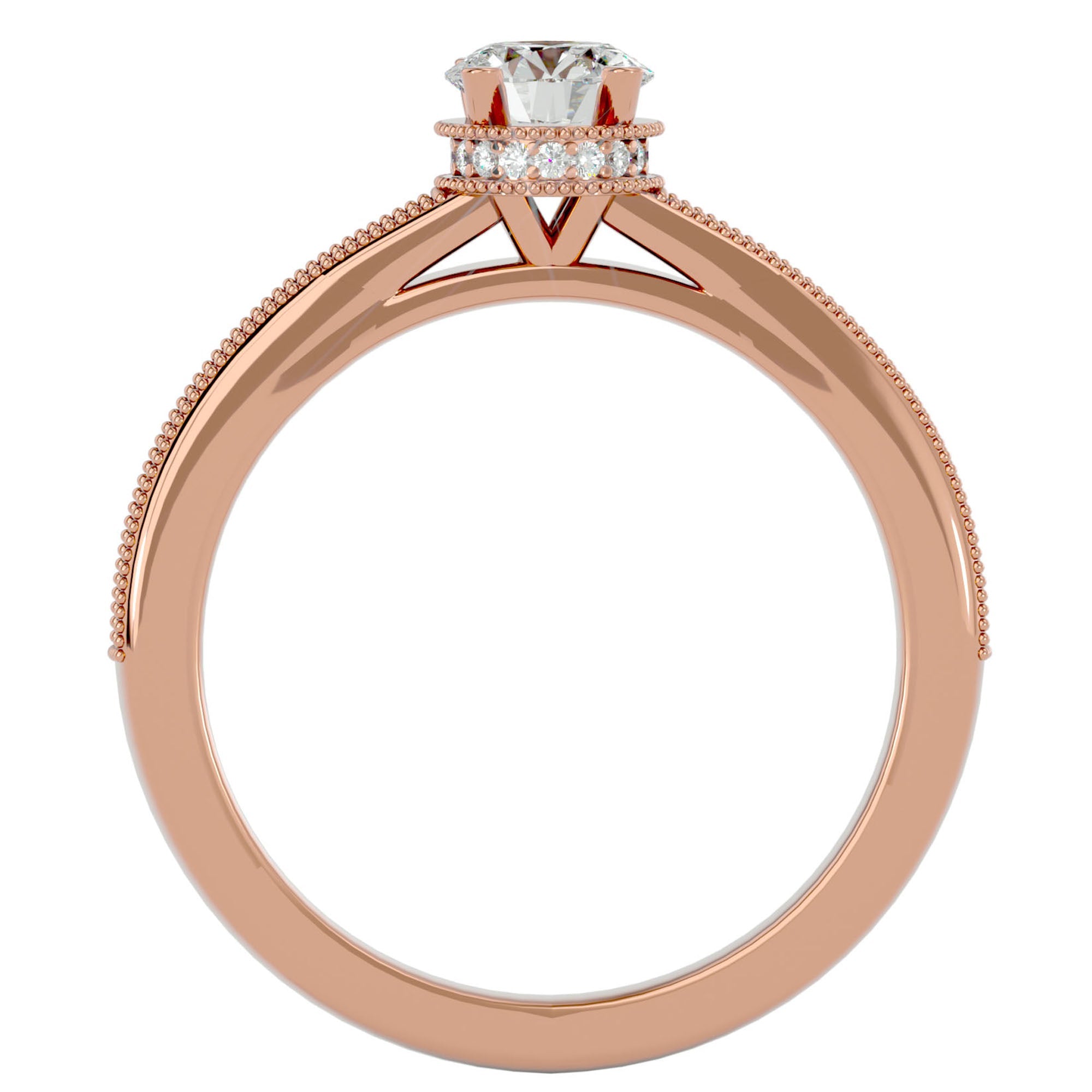 Inel De Logodnă Noblesse Pavé cu Moissanite de 0.61 ct din 18k Aur Roz - Castelo.ro
