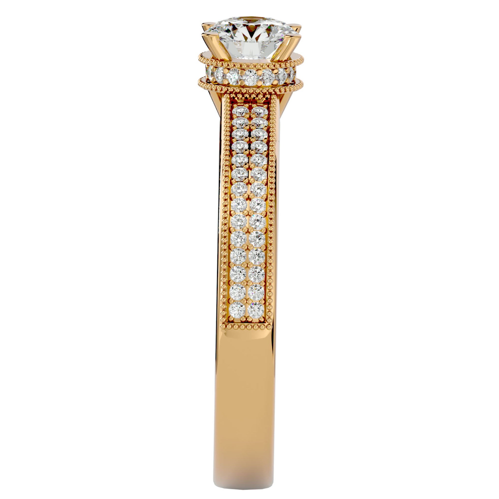 Inel De Logodnă Noblesse Pavé cu Moissanite de 0.61 ct din 18k Aur Galben - Castelo.ro