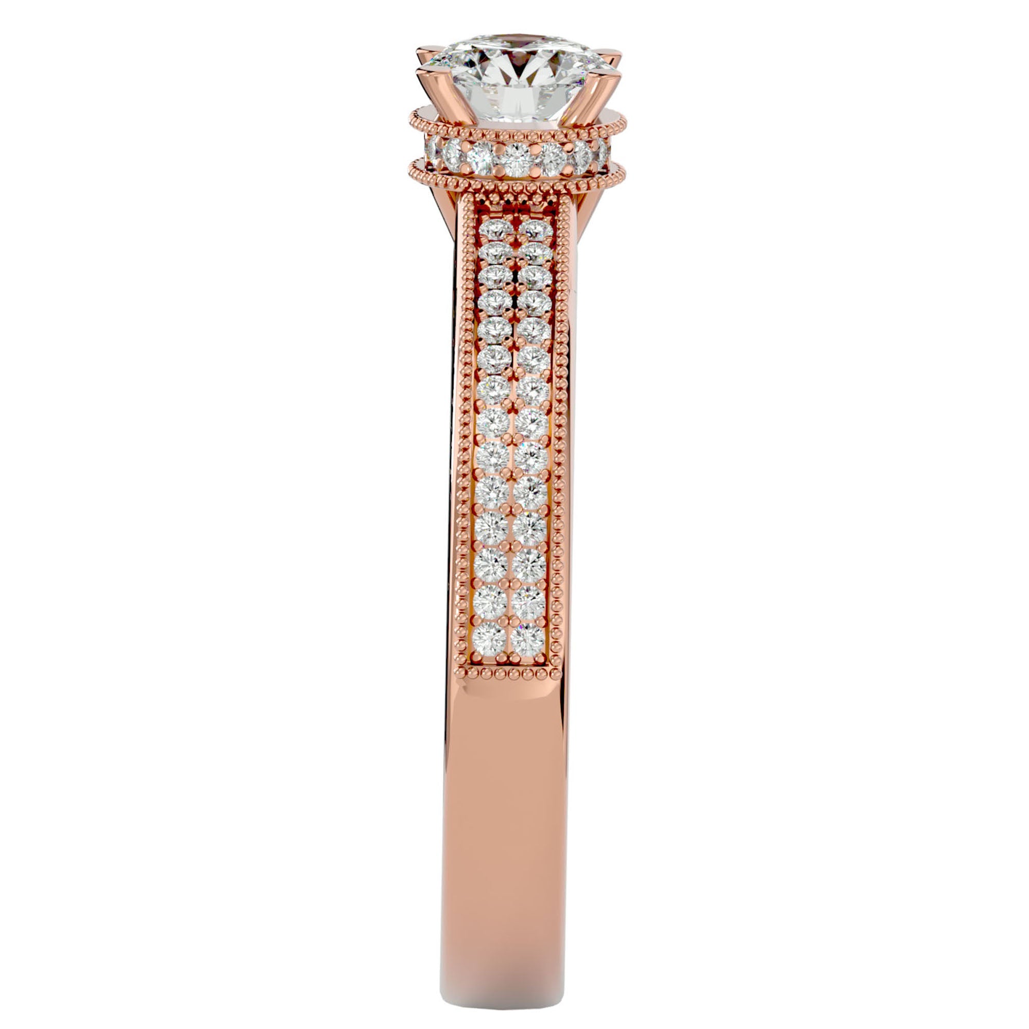 Inel De Logodnă Noblesse Pavé din Aur 14k cu Diamante Naturale de 0.61 ct din 14k Aur Roz - Castelo.ro