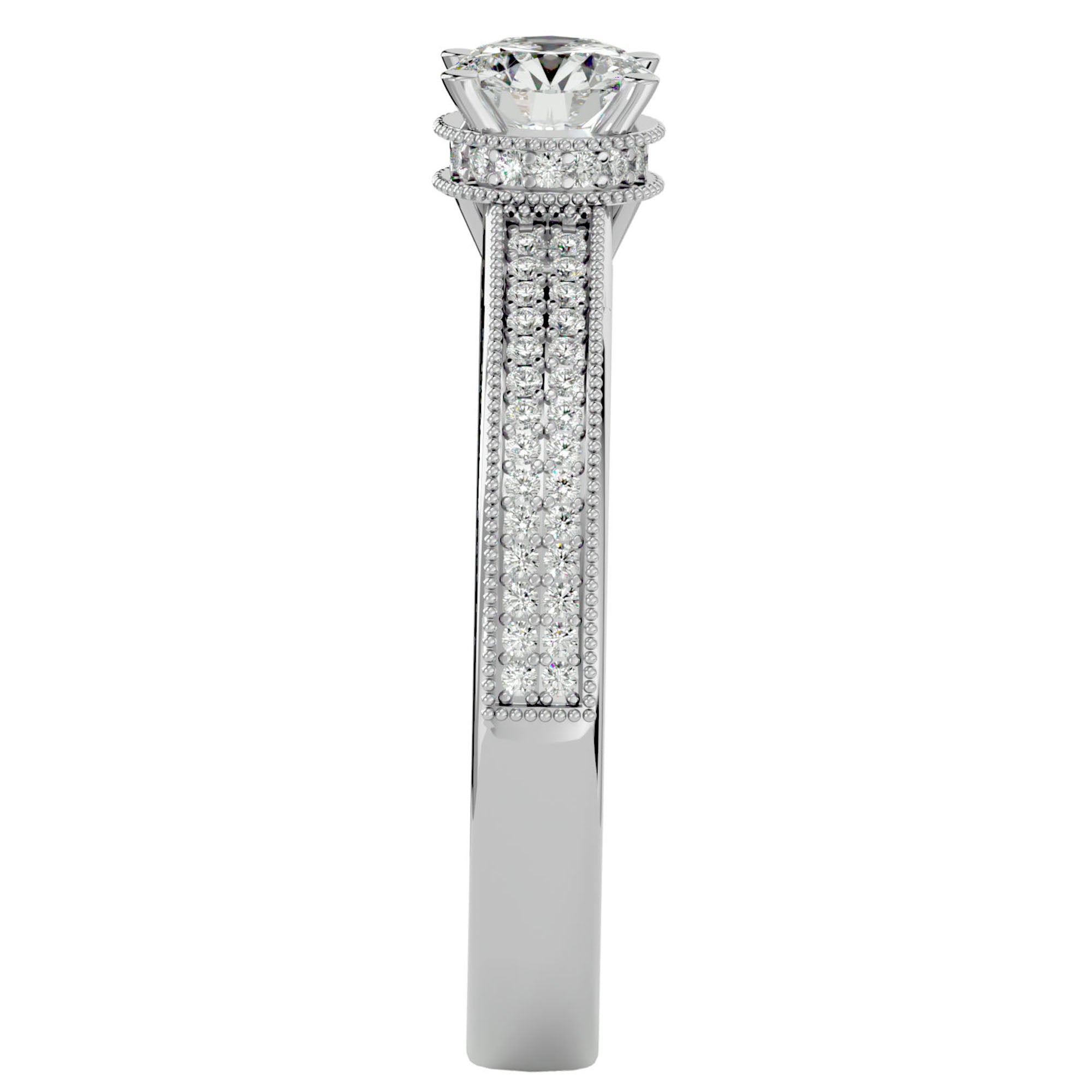 Inel De Logodnă Noblesse Pavé din Aur 14k cu Diamante Naturale de 0.61 ct din 14k Aur Alb - Castelo.ro
