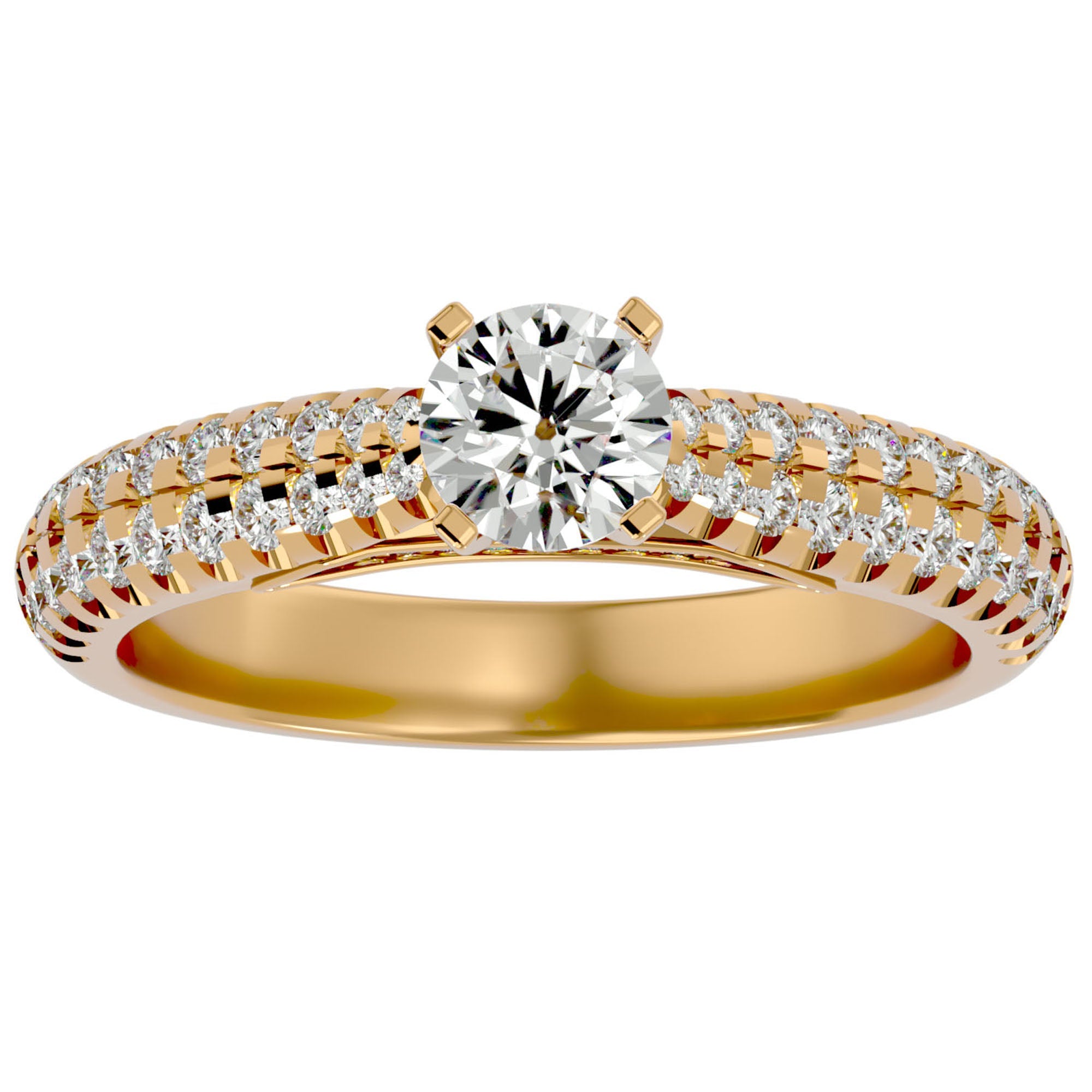Inel De Logodnă Délicatesse Pavé din Aur 14k cu Diamante Naturale de 1.02 ct din 14k Aur Galben - Castelo.ro