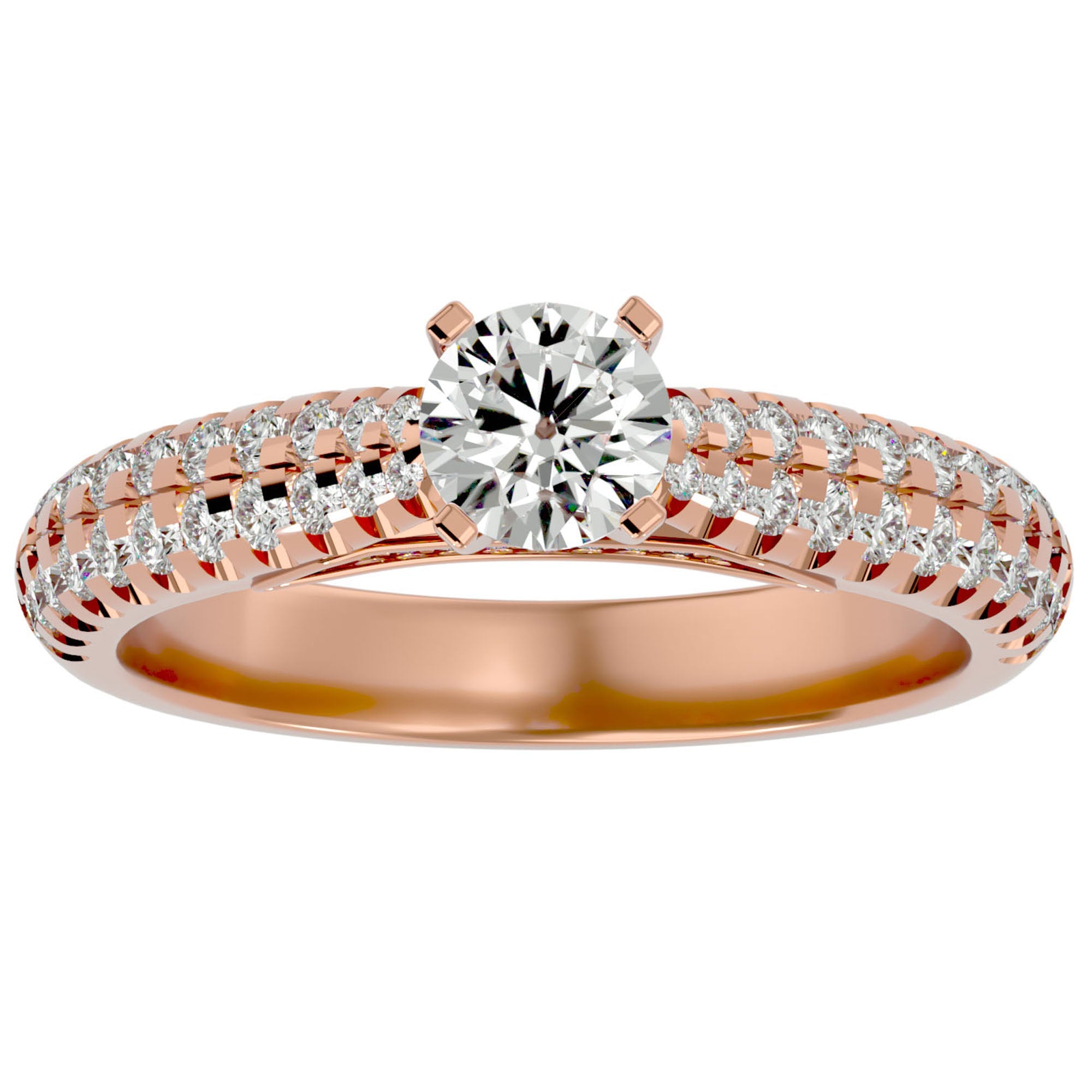 Inel De Logodnă Délicatesse Pavé din Aur 14k cu Diamante Naturale de 1.02 ct din 14k Aur Roz - Castelo.ro