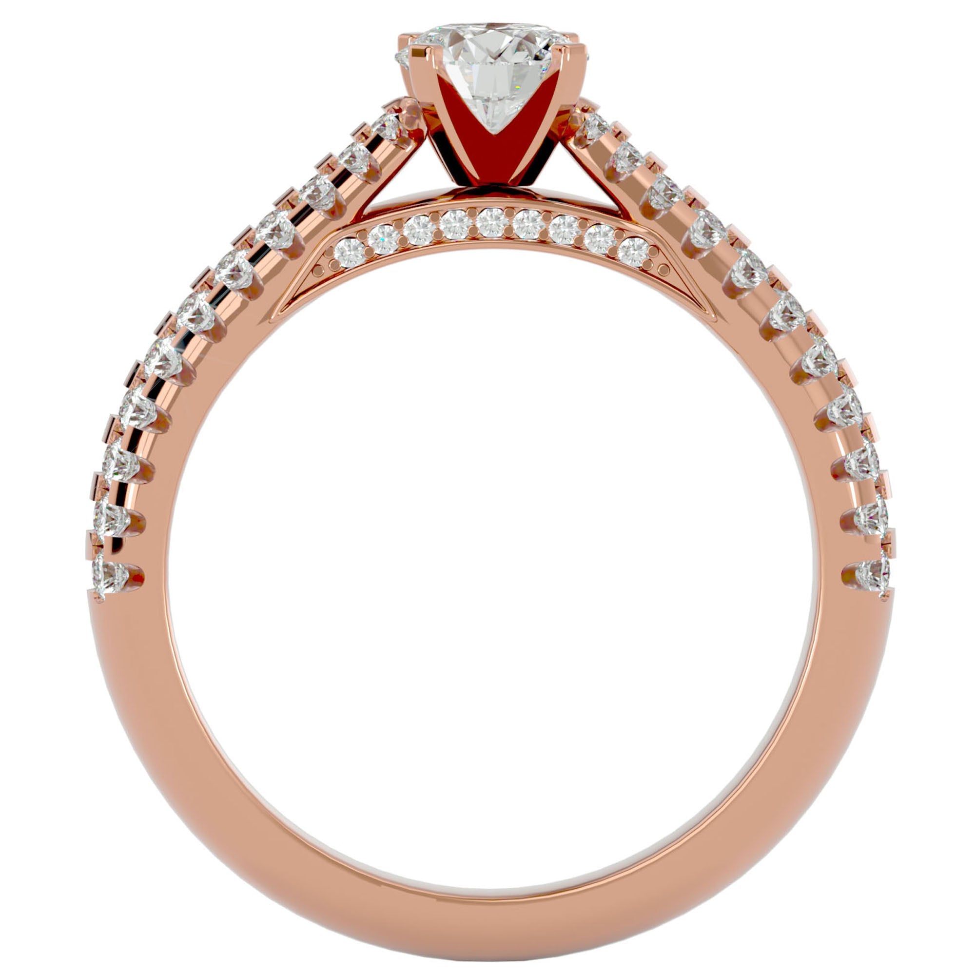 Inel De Logodnă Délicatesse Pavé din Aur 14k cu Moissanite de 1.02 ct din 14k Aur Roz - Castelo.ro