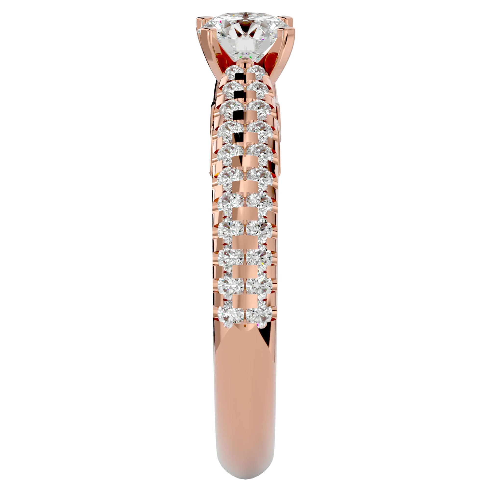Inel De Logodnă Délicatesse Pavé din Aur 14k cu Diamante Naturale de 1.02 ct din 14k Aur Roz - Castelo.ro