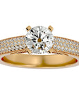Inel De Logodnă Grande Pavé din Aur 14k cu Diamante Naturale de 1.50 ct din 14k Aur Galben - Castelo.ro