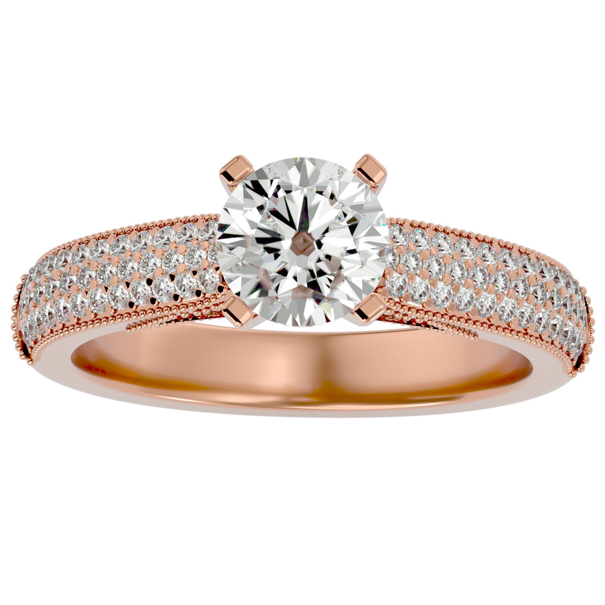 Inel De Logodnă Grande Pavé cu Diamante Create în Laborator de 1.50 ct din 18k Aur Galben - Castelo.ro