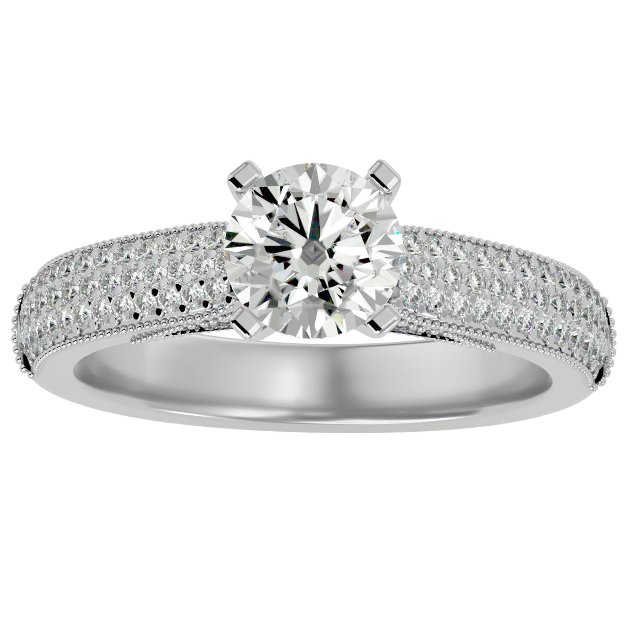 Inel De Logodnă Grande Pavé cu Diamante Create în Laborator de 1.50 ct din Platina - Castelo.ro