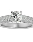 Inel De Logodnă Grande Pavé din Aur 14k cu Diamante Naturale de 1.50 ct din 14k Aur Alb - Castelo.ro