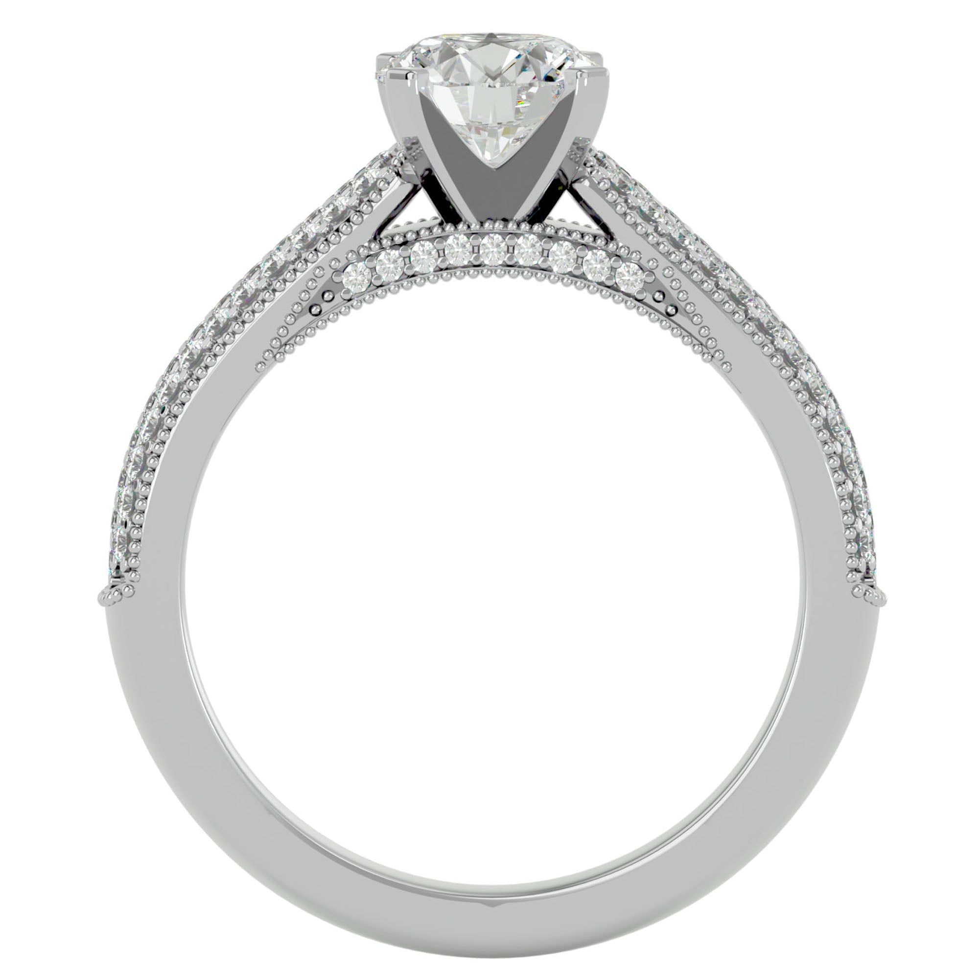 Inel De Logodnă Grande Pavé din Aur 14k cu Diamante Naturale de 1.50 ct din 14k Aur Alb - Castelo.ro