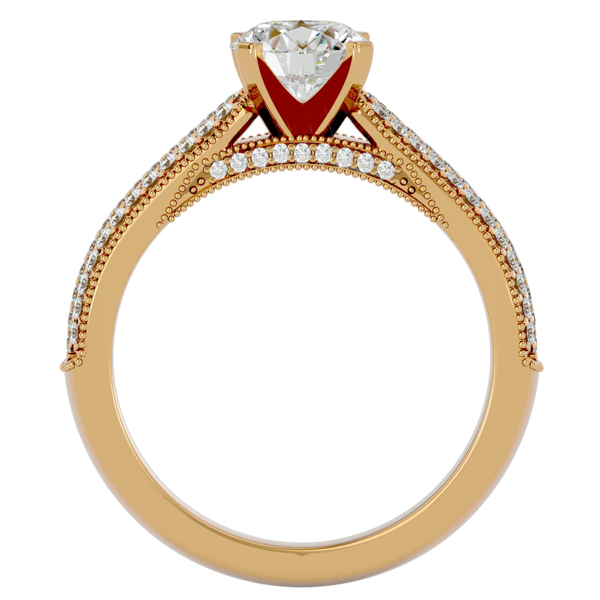 Inel De Logodnă Grande Pavé din Aur 14k cu Diamante Naturale de 1.50 ct din 14k Aur Galben - Castelo.ro