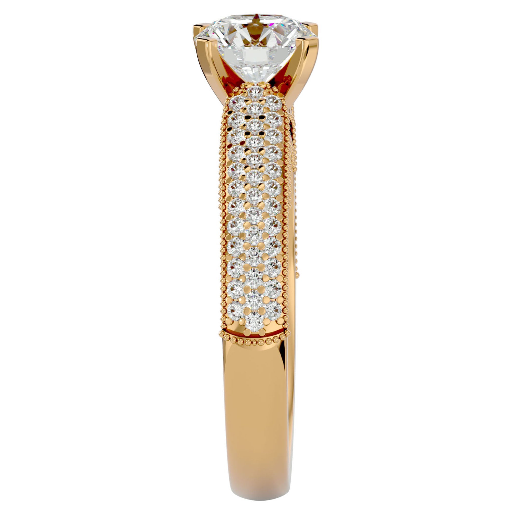 Inel De Logodnă Grande Pavé din Aur 14k cu Diamante Naturale de 1.50 ct din 14k Aur Galben - Castelo.ro