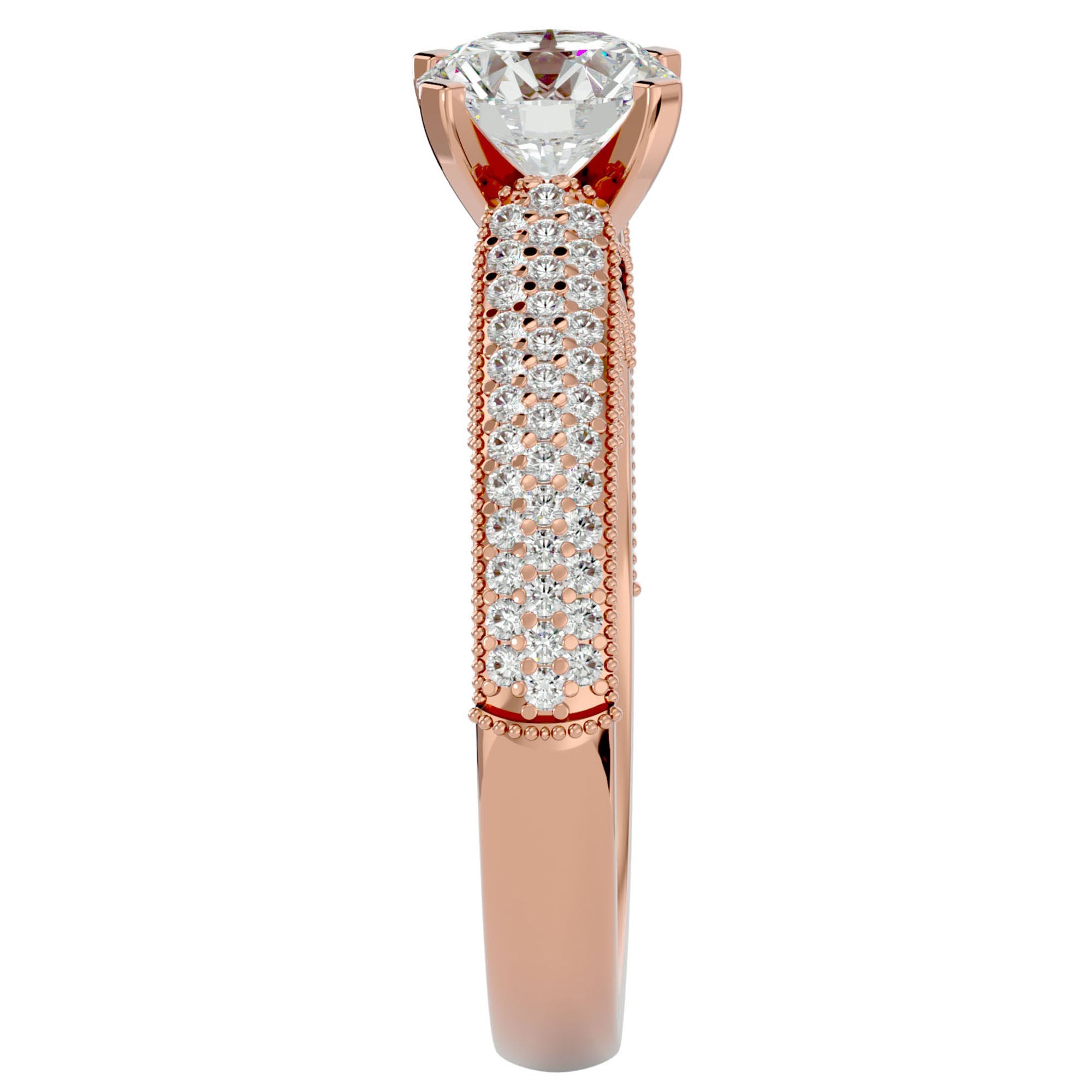 Inel De Logodnă Grande Pavé cu Diamante Create în Laborator de 1.50 ct din 18k Aur Roz - Castelo.ro