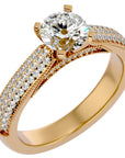 Inel De Logodnă Grande Pavé din Aur 14k cu Diamante Naturale de 1.50 ct din 14k Aur Galben - Castelo.ro