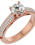 Inel De Logodnă Grande Pavé din Aur 14k cu Diamante Naturale de 1.50 ct din 14k Aur Roz - Castelo.ro